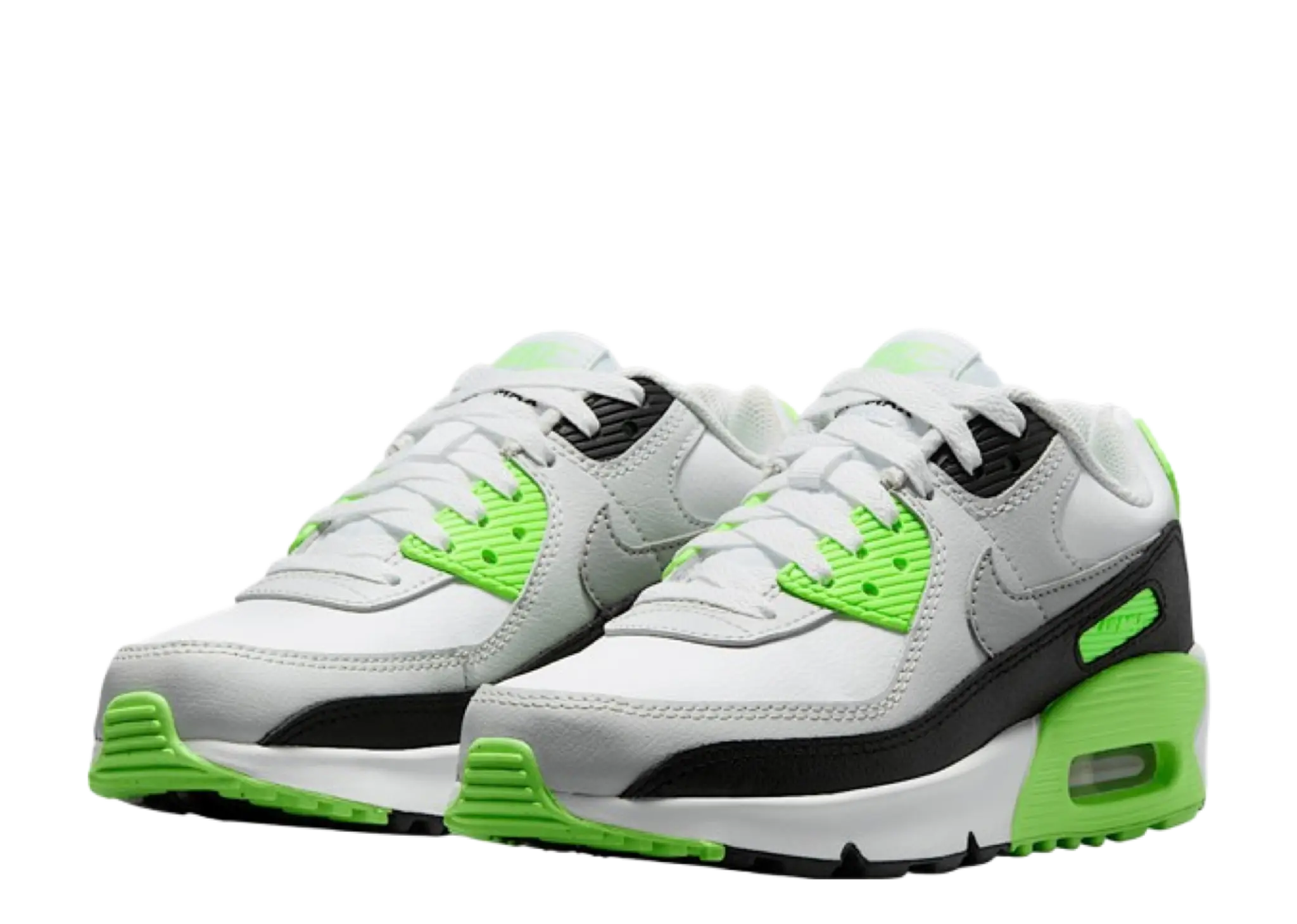 Nike Air Max 90 LTR White Photon Dust Lime Blast Light Smoke Grey (Grade School) - photo 2