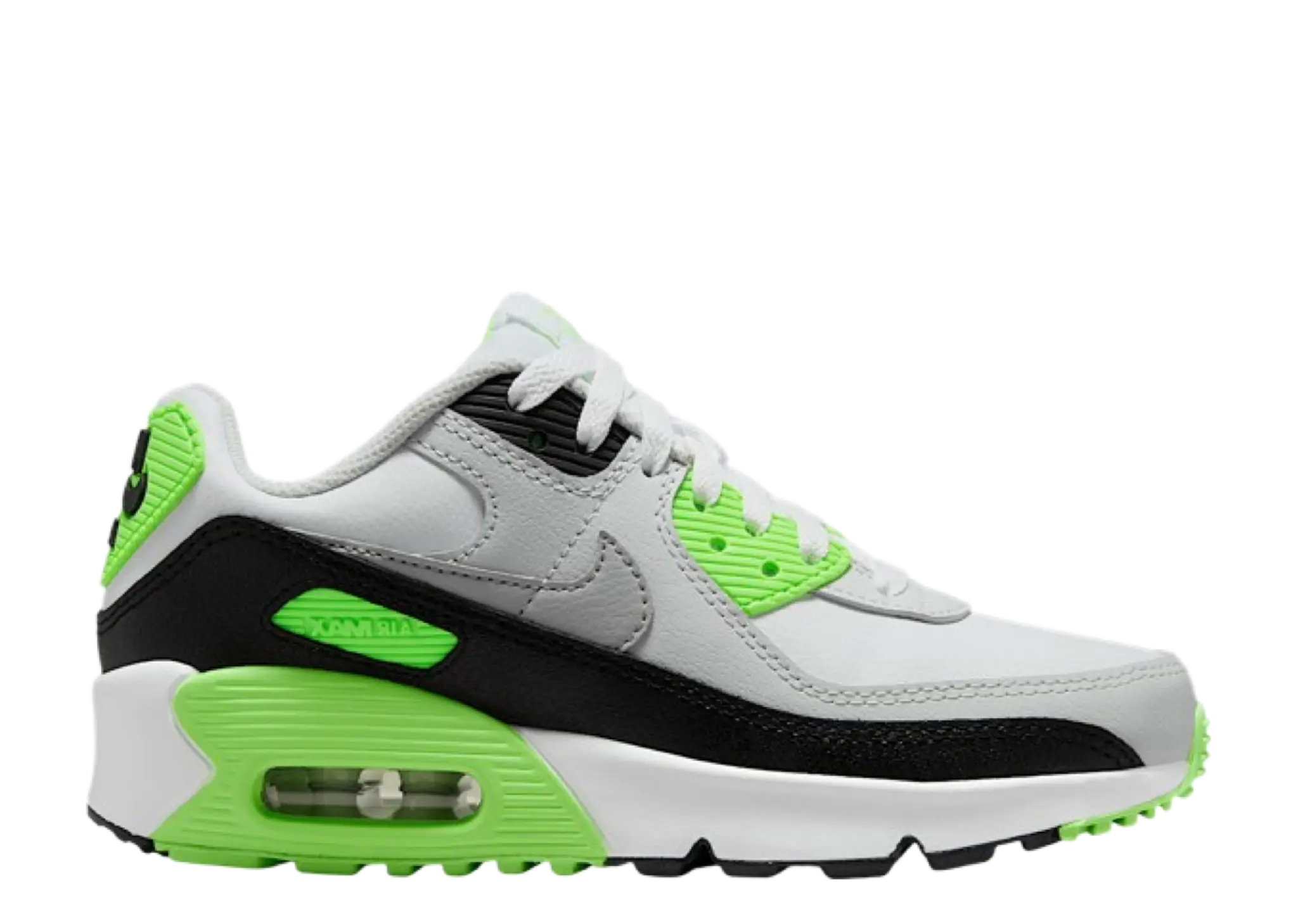 Nike Air Max 90 LTR White Photon Dust Lime Blast Light Smoke Grey (Grade School)