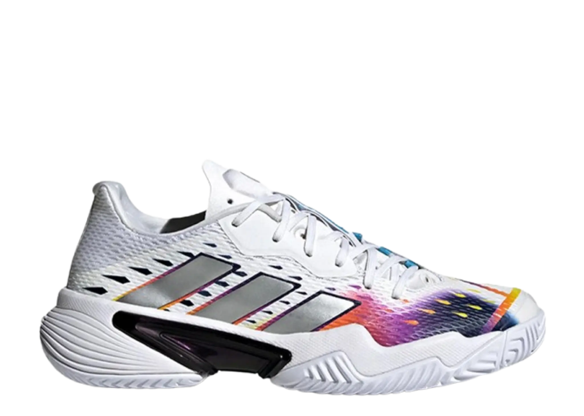 Adidas Barricade Cloud White Silver Metallic Bright Cyan (Women's)