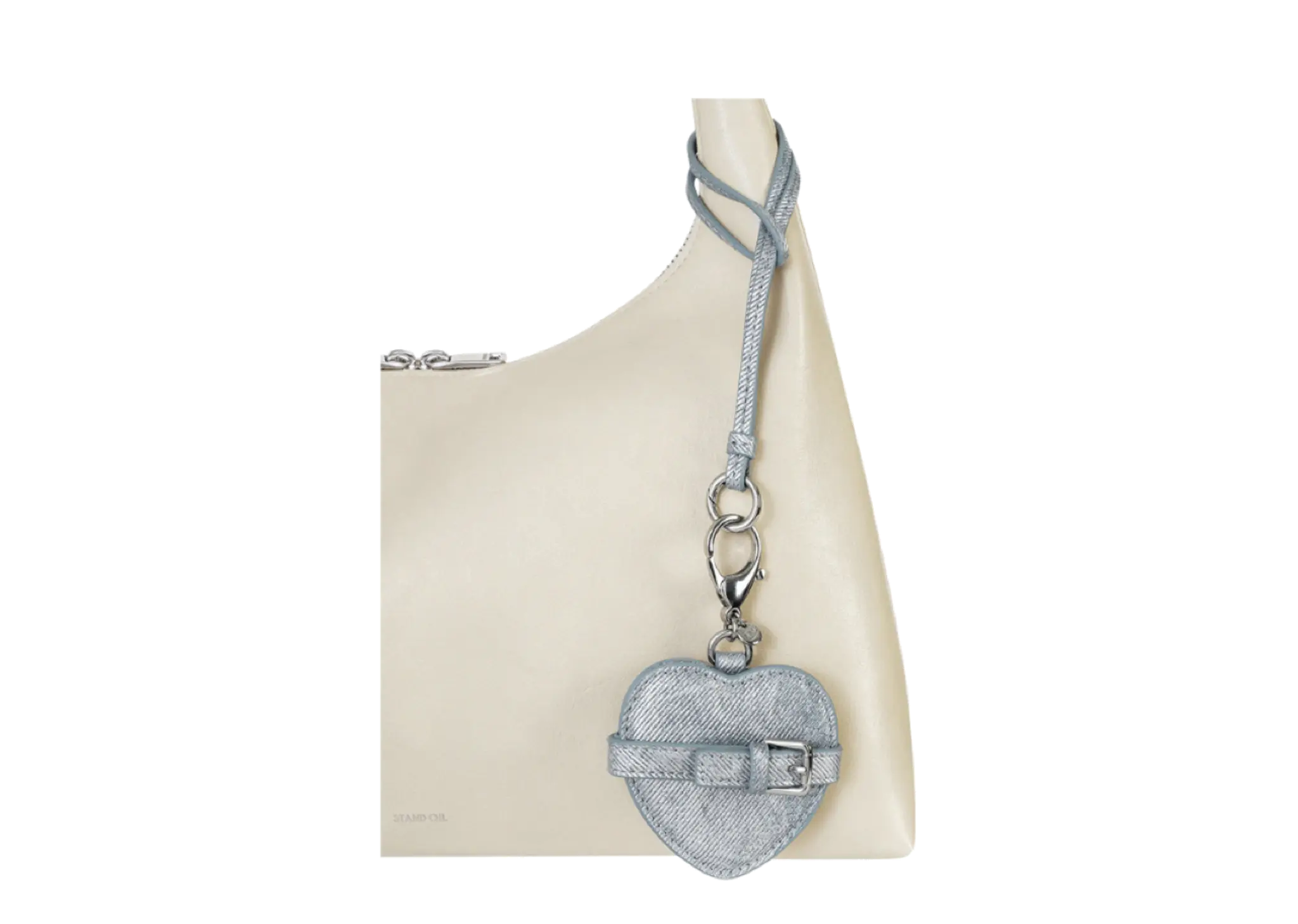 Stand Oil Belted Mirror Keyring Silver Denim - photo 4