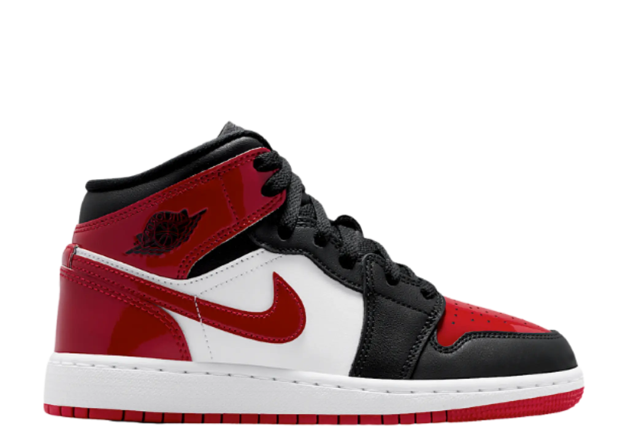 Air Jordan 1 Mid Patent Bred Toe (Grade School)