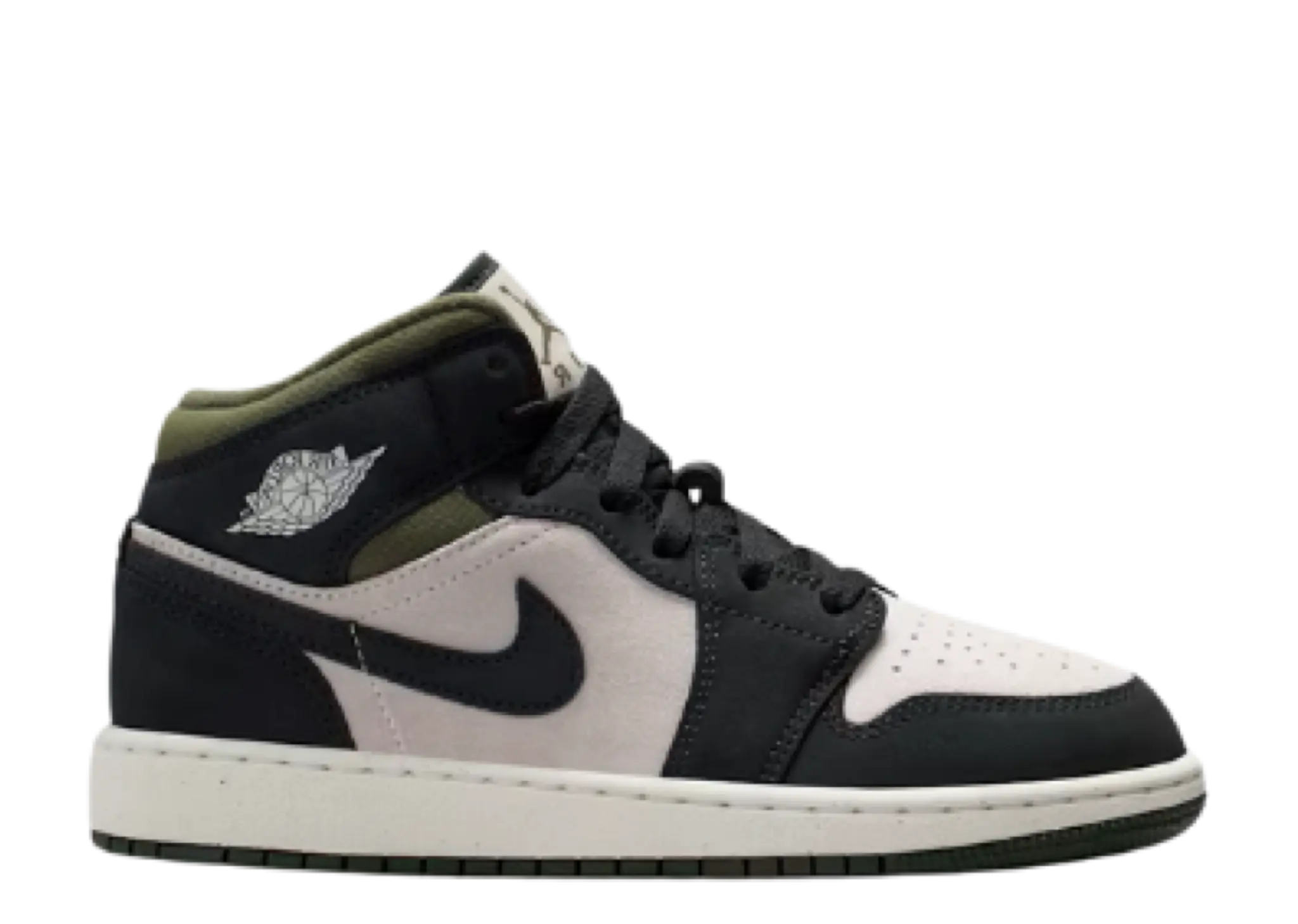 Air Jordan 1 Mid Off Noir Medium Olive (Grade School)