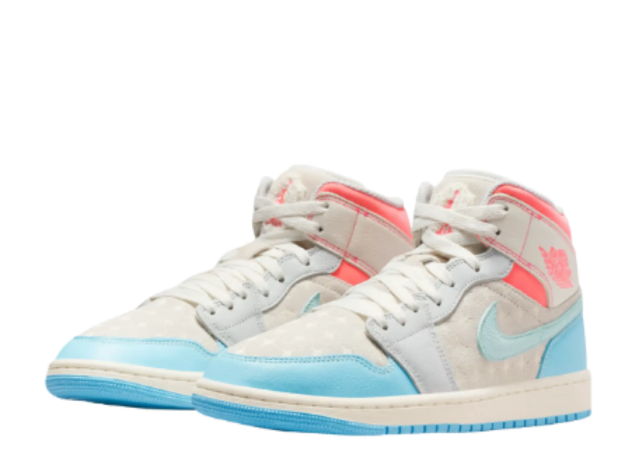 Air Jordan 1 Mid Sail Hot Lava Blue Chill (Women's) - photo 2