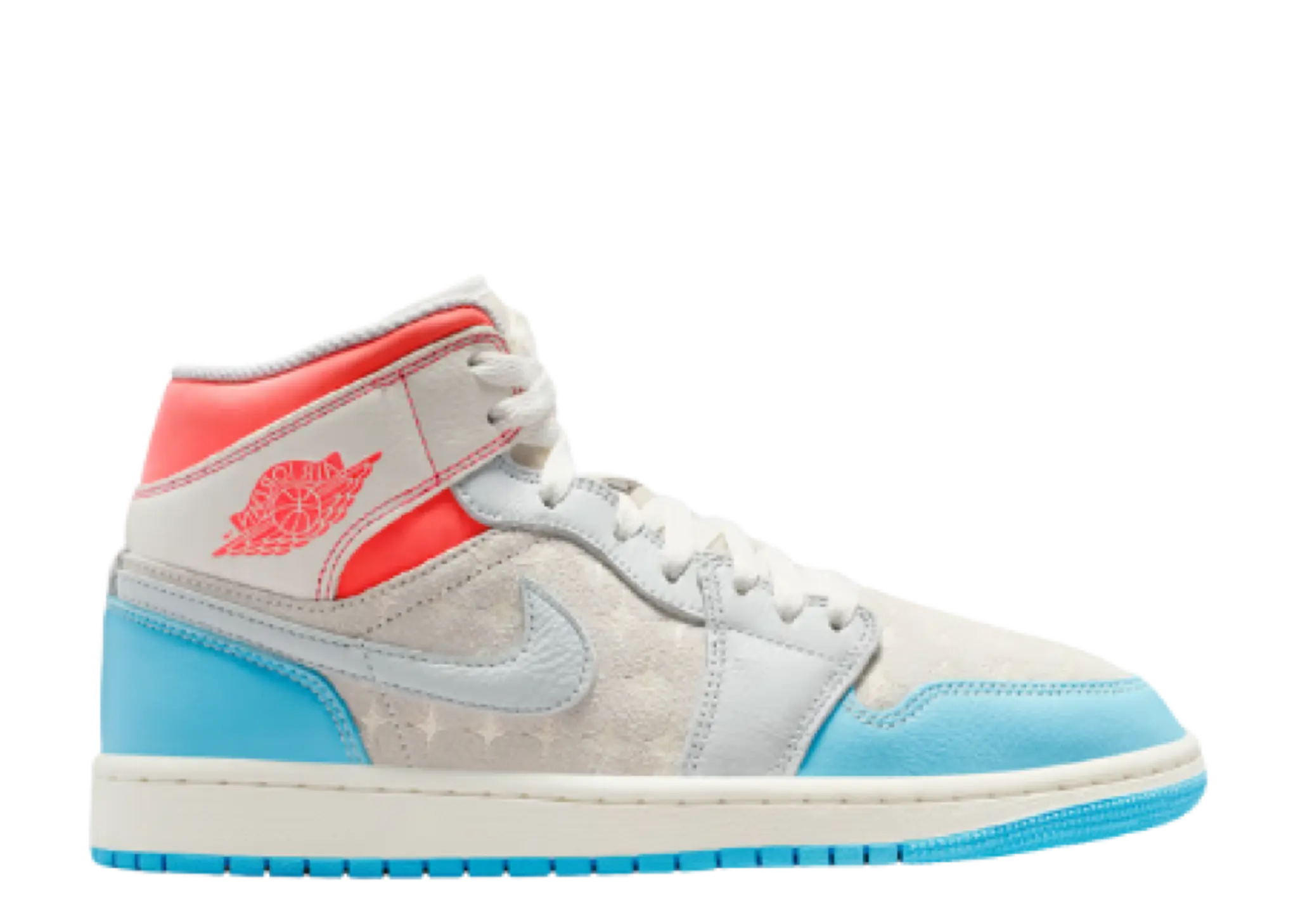 Air Jordan 1 Mid Sail Hot Lava Blue Chill (Women's)