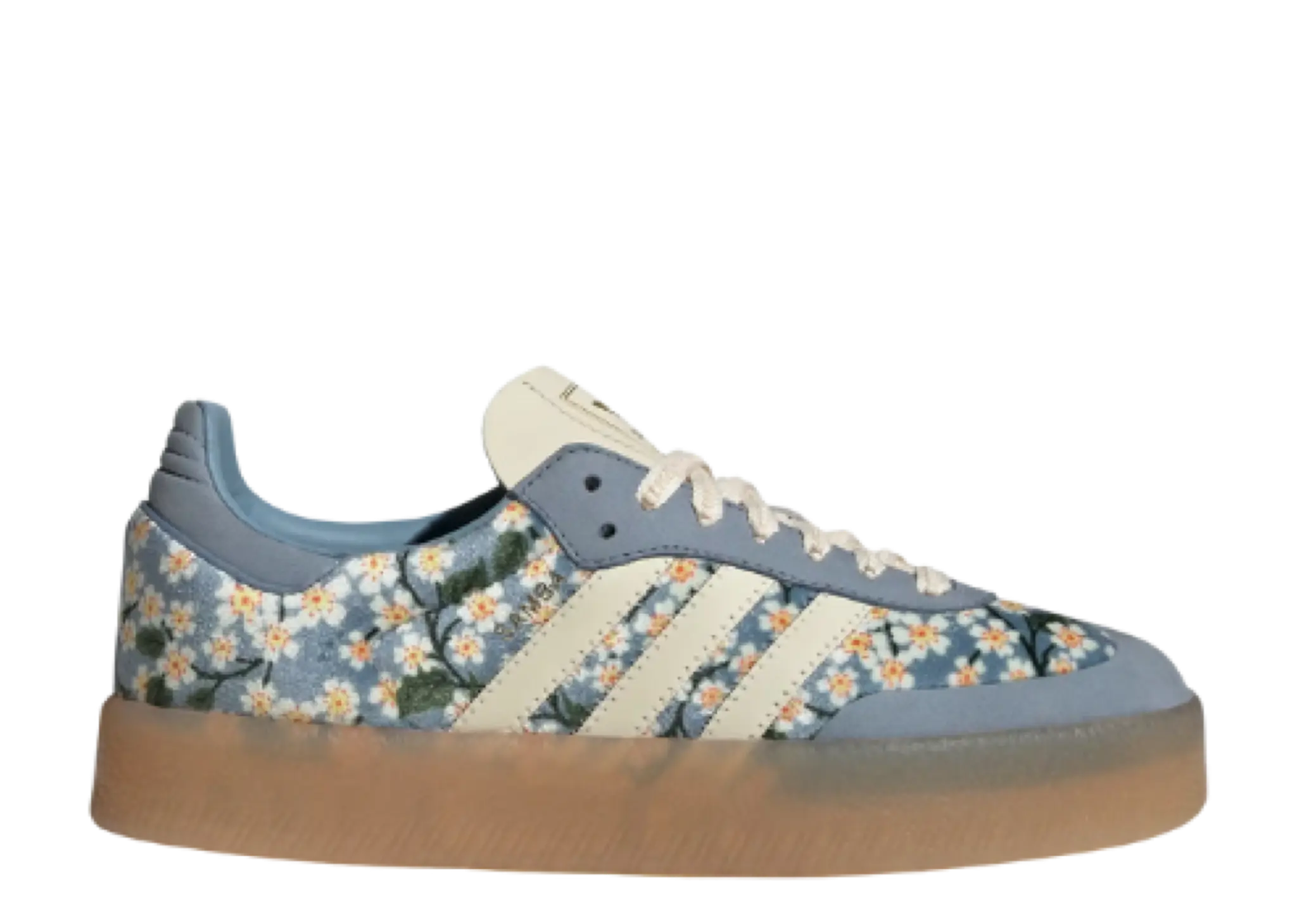Adidas Sambae Liberty London Floral Embroidery Blue Cream White (Women's)
