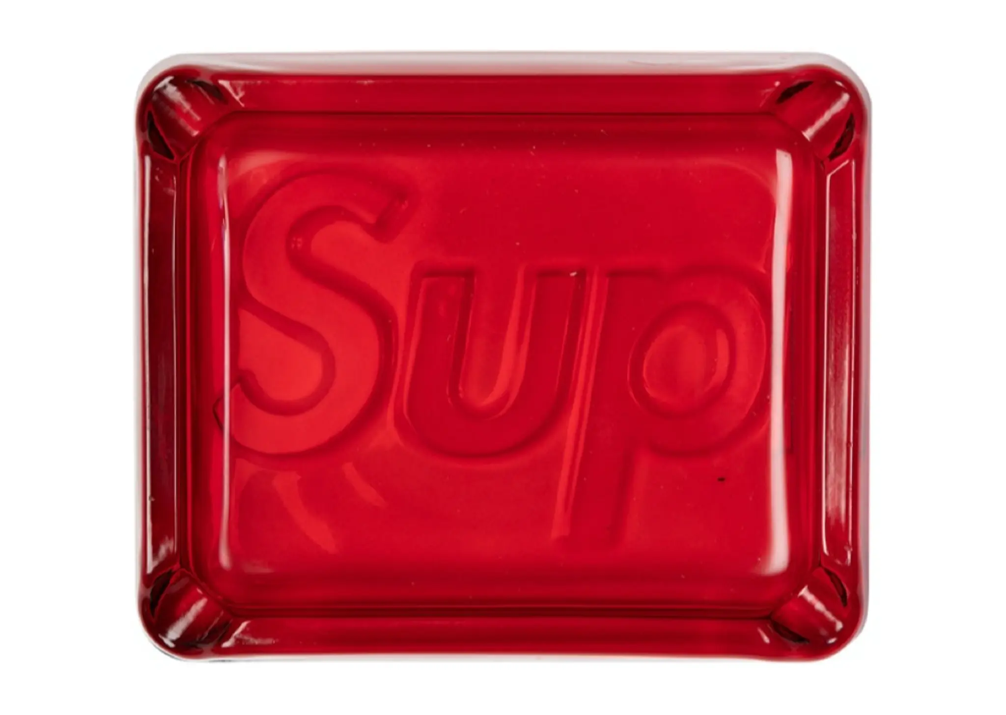 Supreme Debossed Glass Ashtray Red