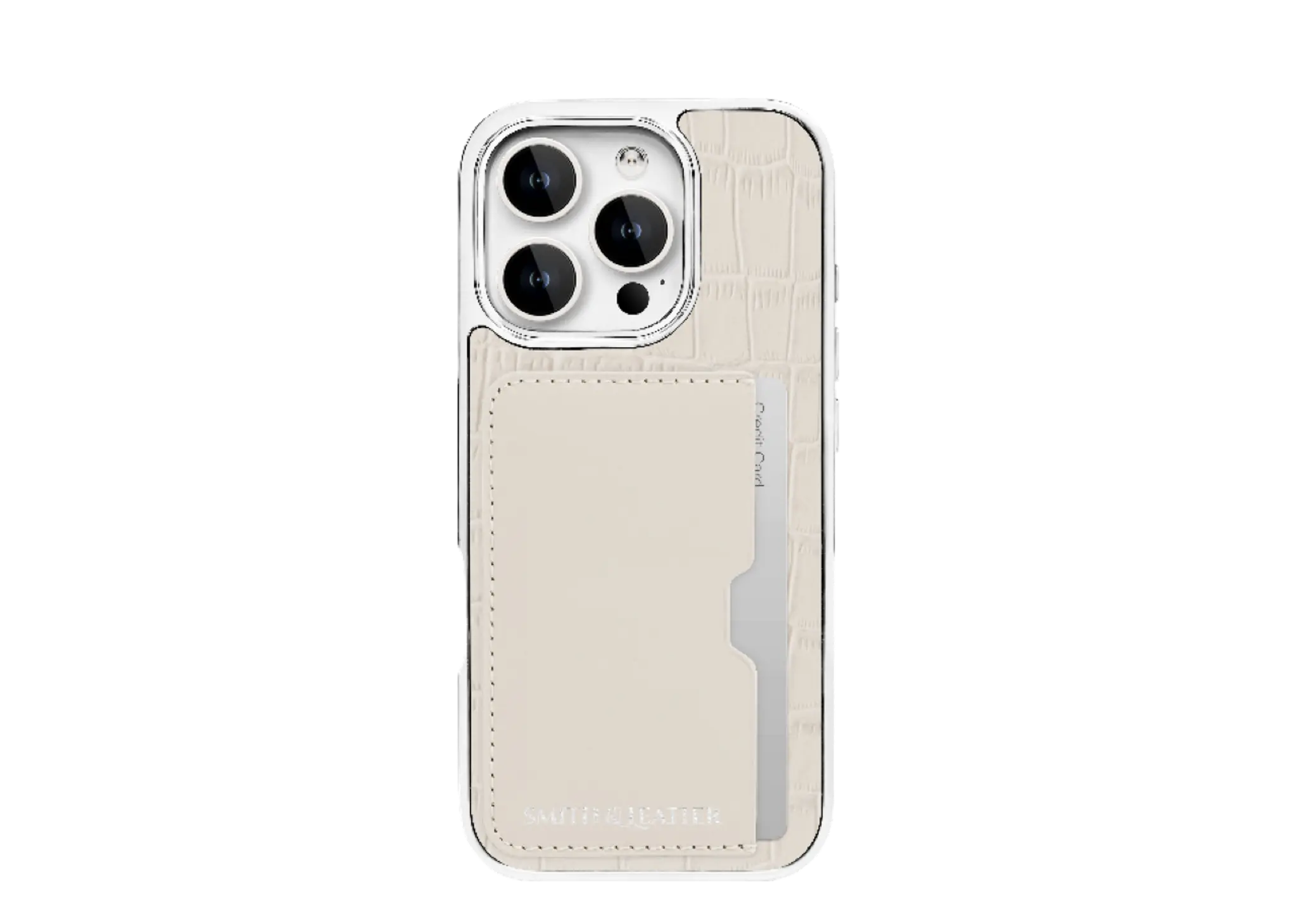 Smith&Leather iPhone 15 Pro Max Frame Card Holder Case Ivory