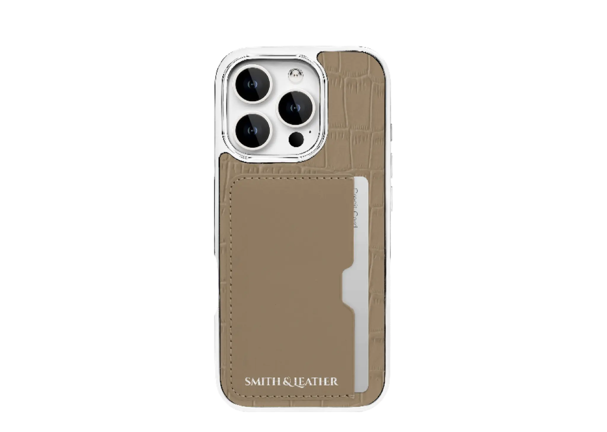Smith&Leather iPhone 15 Pro Max Frame Card Holder Case Soft Taupe