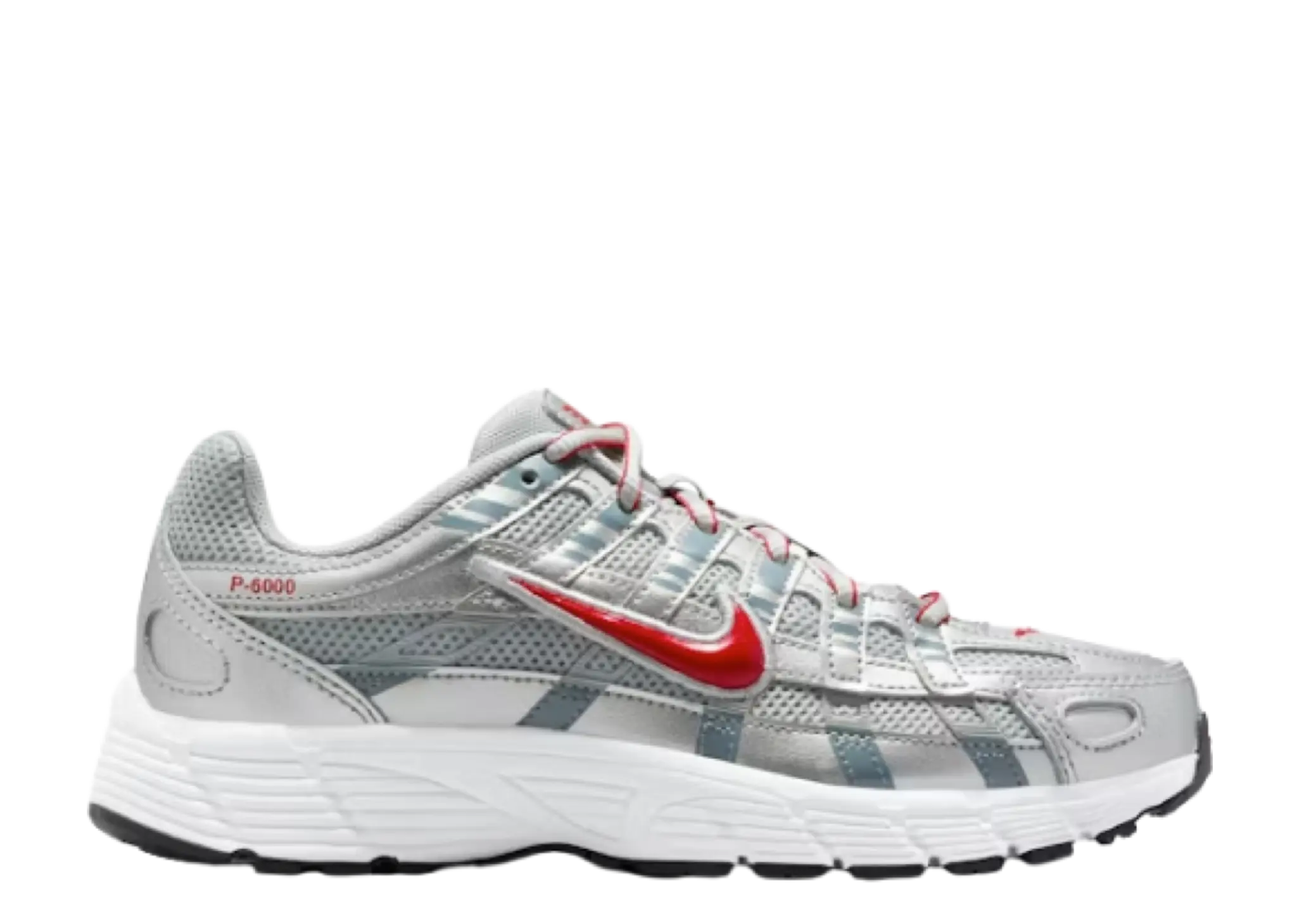 Nike P-6000 Metallic Silver Gym Red (Grade School)