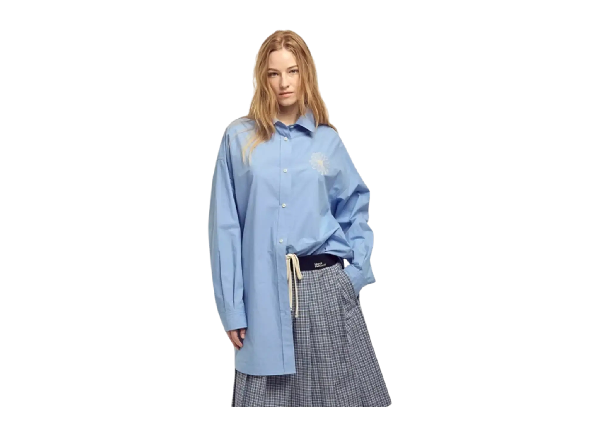 Mardi Mercredi Cotton Poplin Shirt Blue Cream