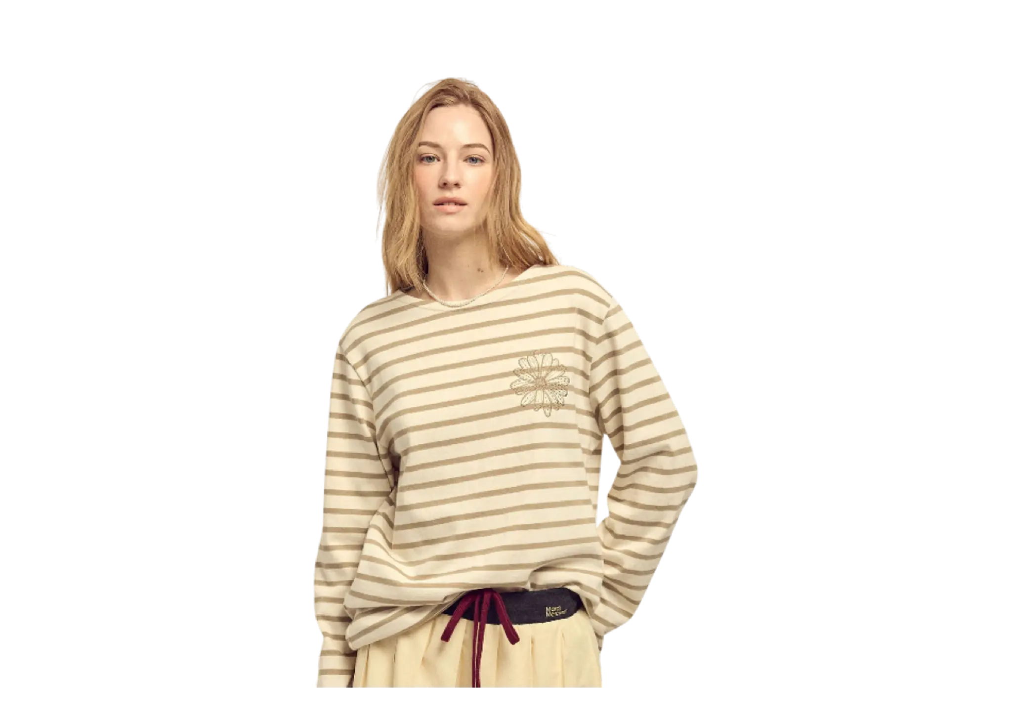 Mardi Mercredi Long Sleeve Stripe T-Shirt Beige Chestnut - photo 2