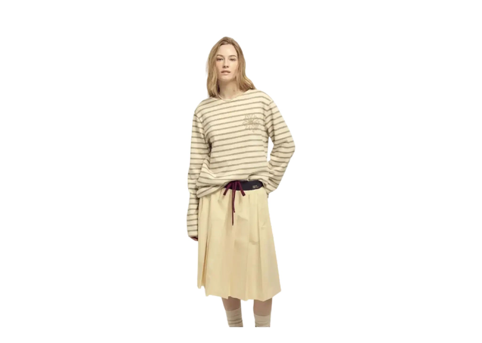 Mardi Mercredi Long Sleeve Stripe T-Shirt Beige Chestnut