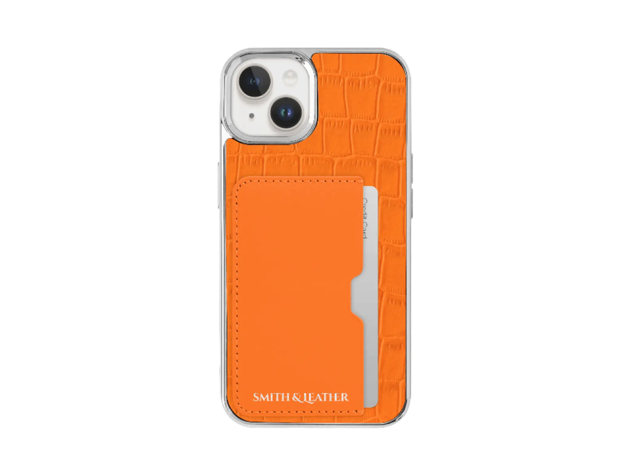 Smith&Leather iPhone 15 Frame Card Holder Case Orange