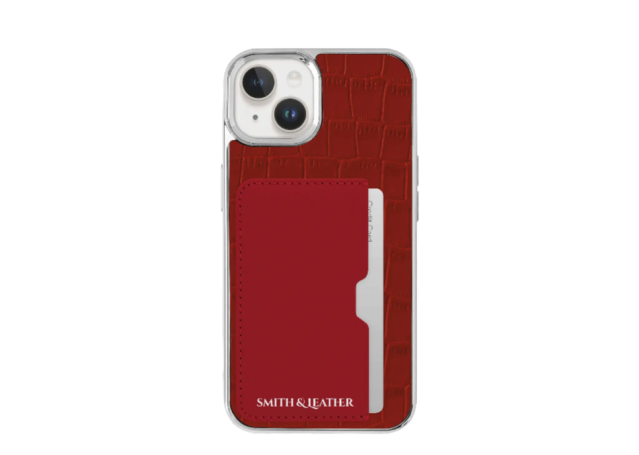 Smith&Leather iPhone 15 Frame Card Holder Case Red