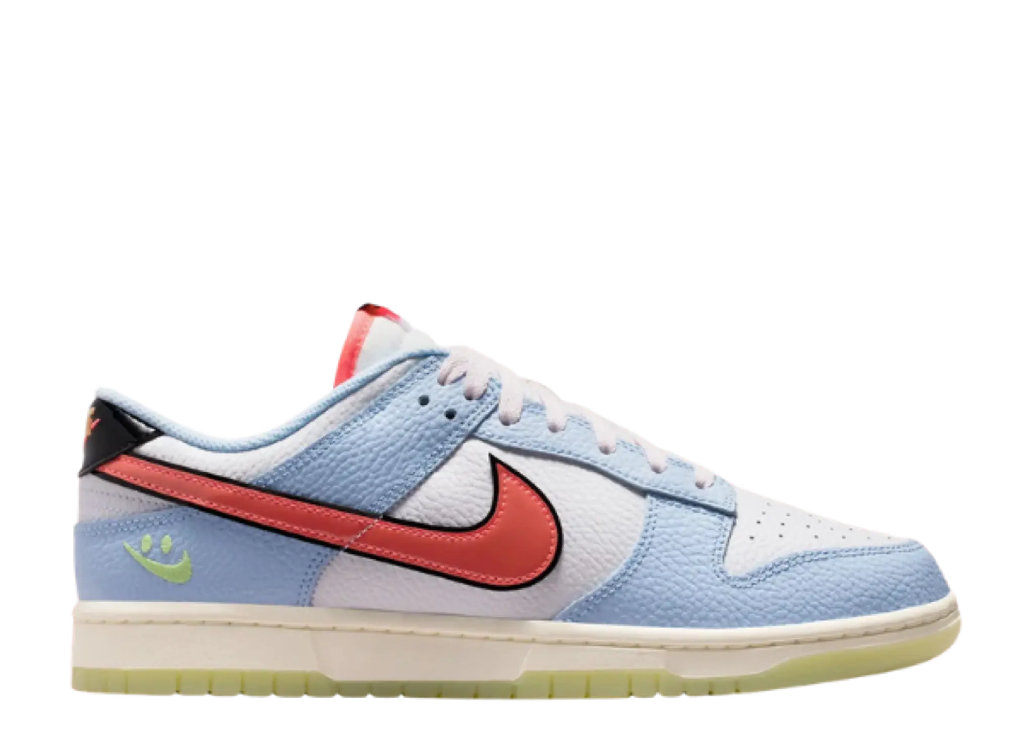Nike Dunk Low Smiley Swoosh White Hydrogen Blue Crimson