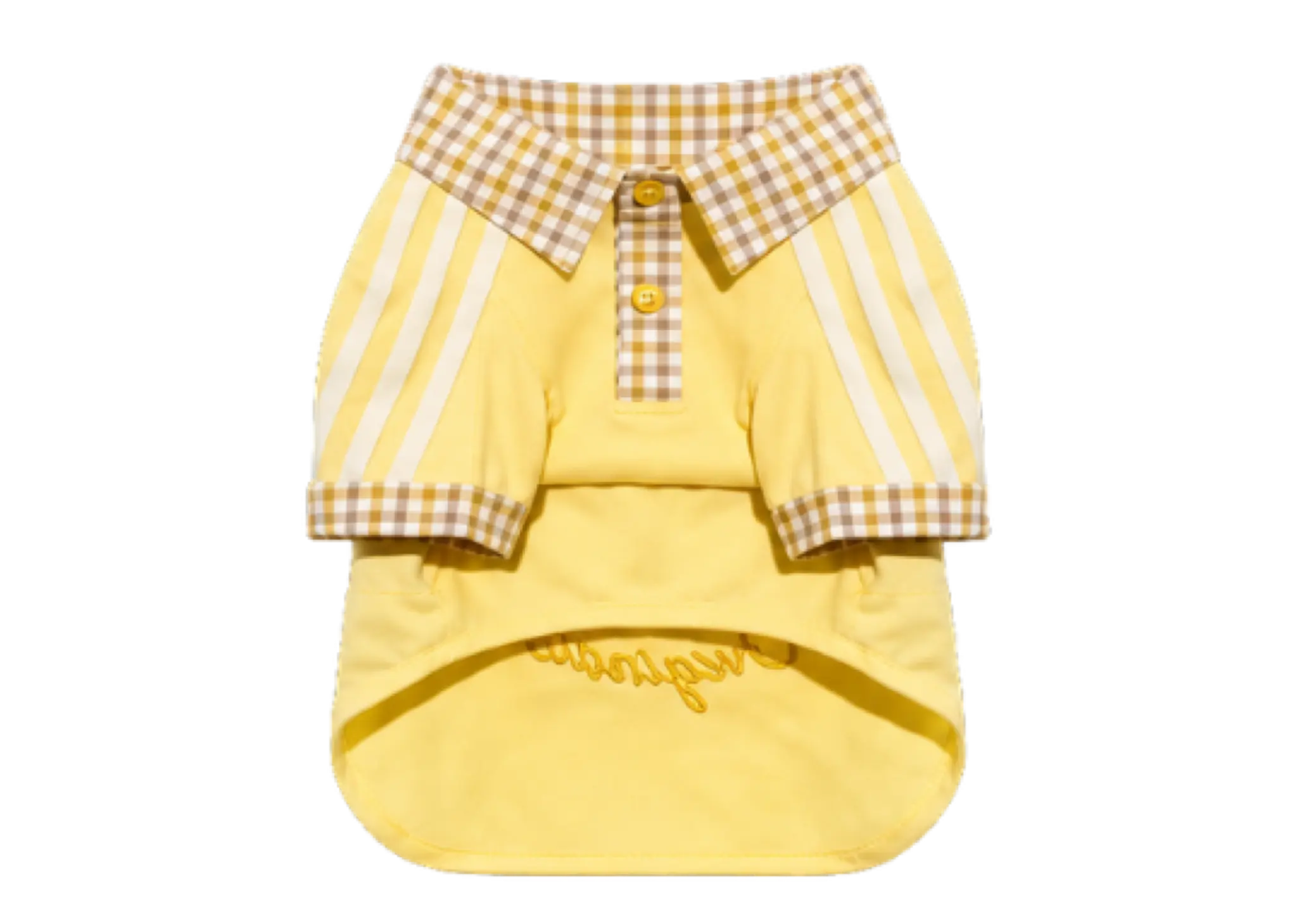 Adidas Pet Plaid Polo Shirt Yellow