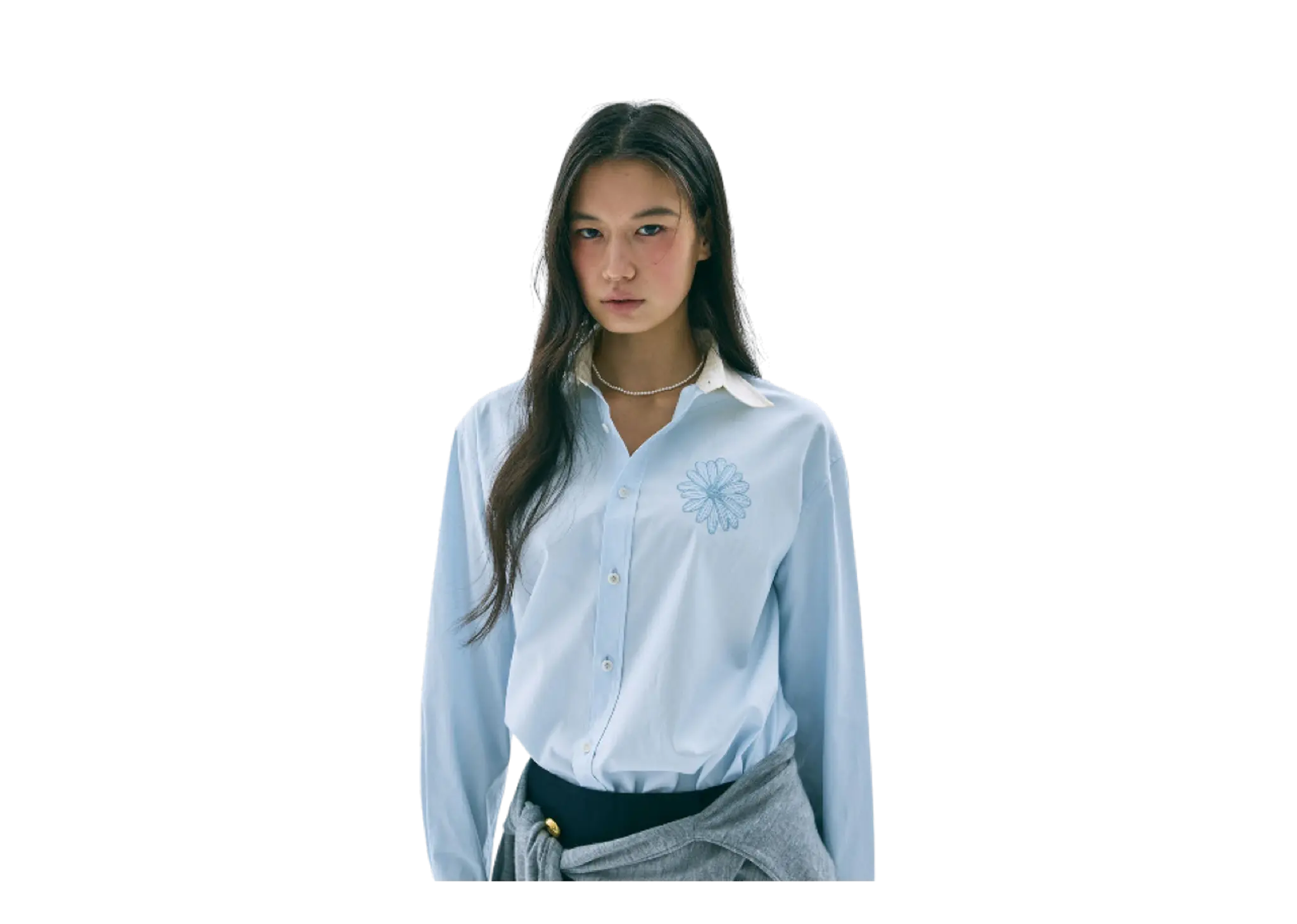Mardi Mercredi Oxford Contrast Collar Shirt Sky Sky