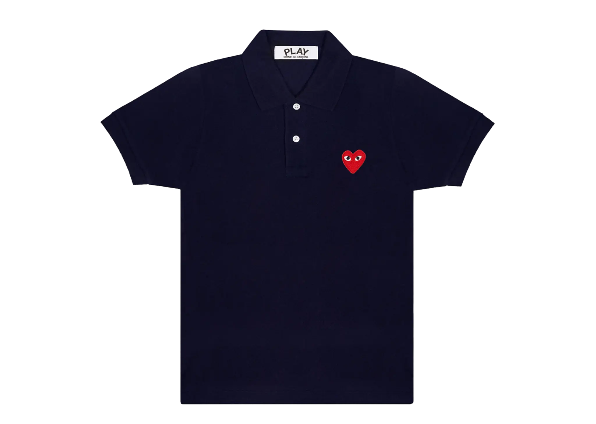 Comme De Garçons Play Red Emblem Polo Black