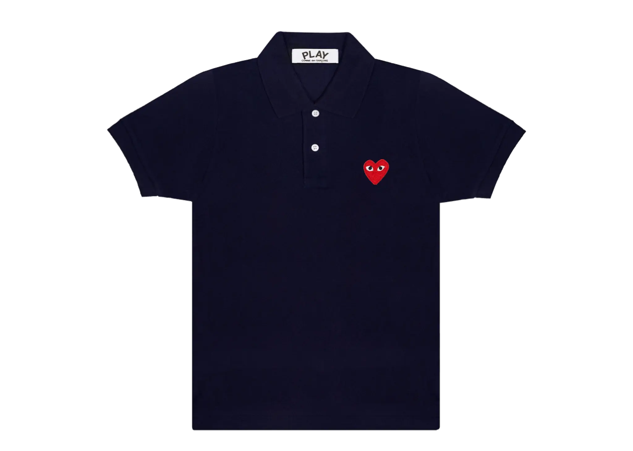 Comme De Garçons Play Red Emblem Polo Navy