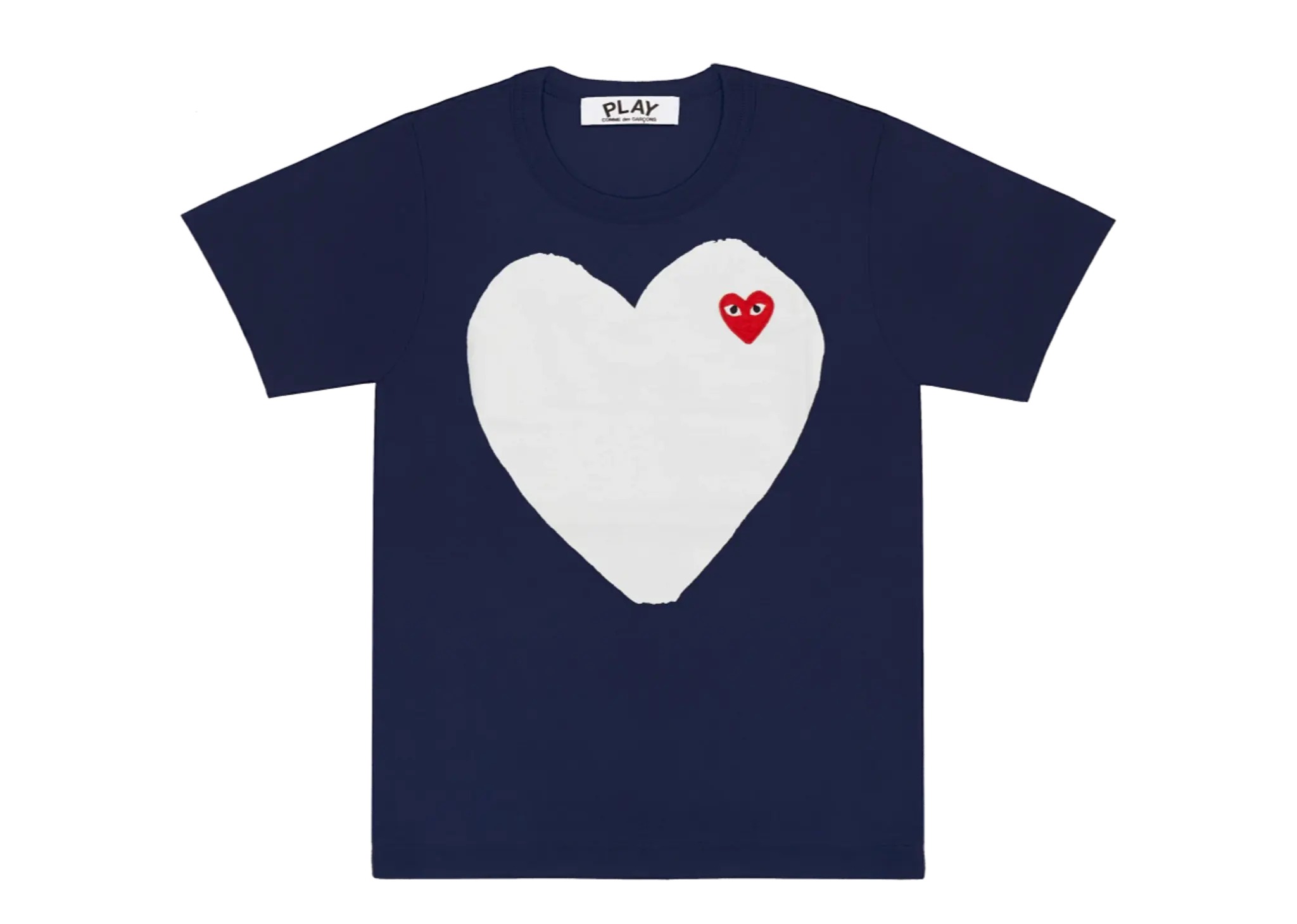 Comme De Garçons Play White Heart T-Shirt Navy