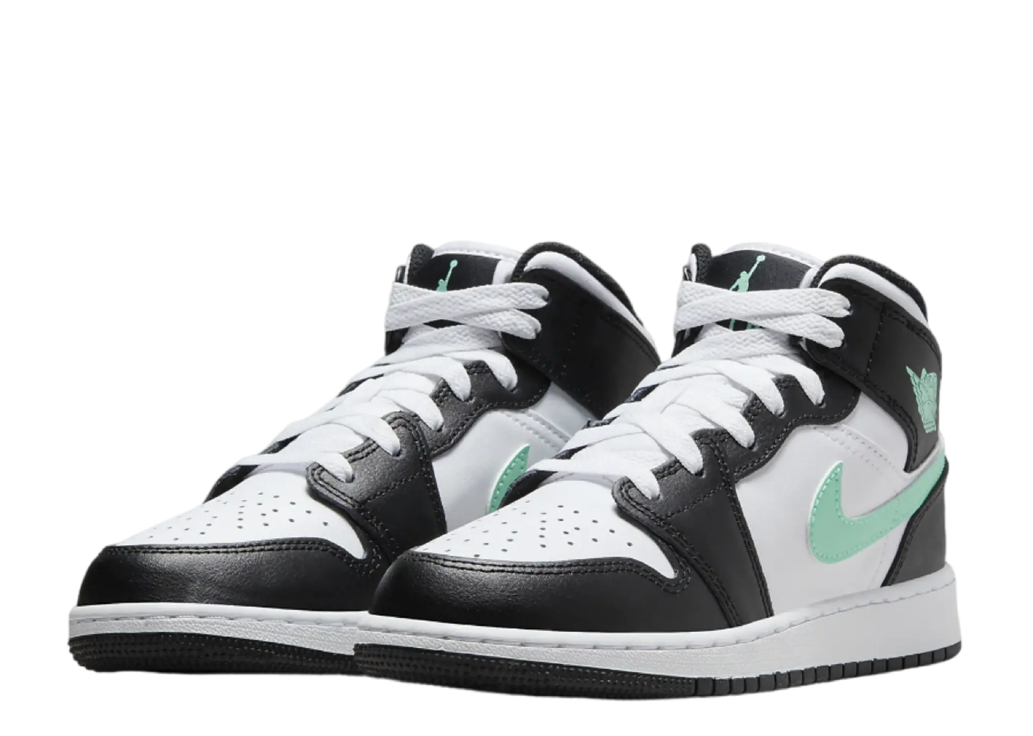 Air Jordan 1 Mid White Black Green Glow (Grade School) - photo 2