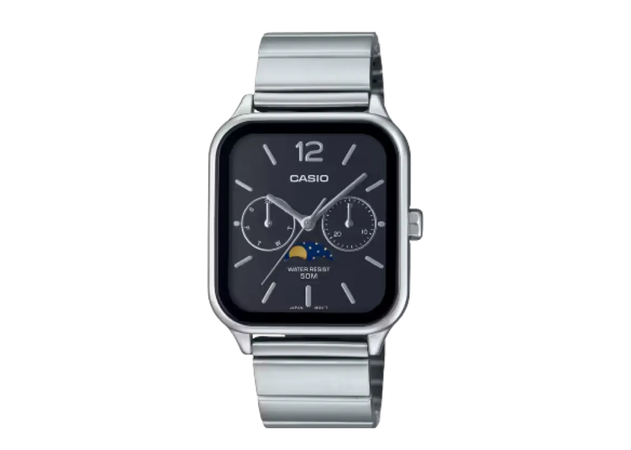 Casio Moon Phase Black Dial Stailess Steel