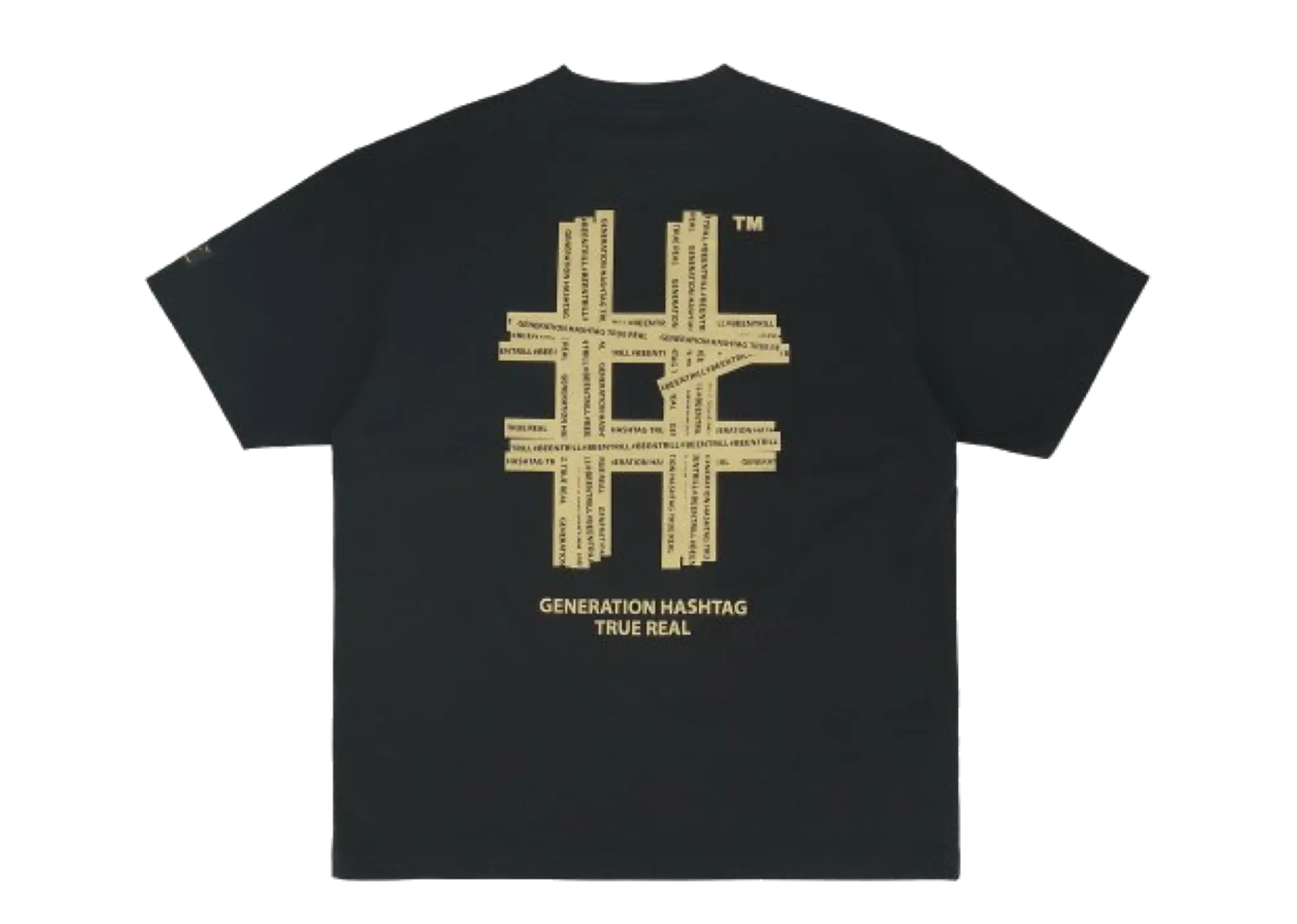 Beentrill Gold Taping Hashtag Overfit Short Sleeve T-Shirt Black