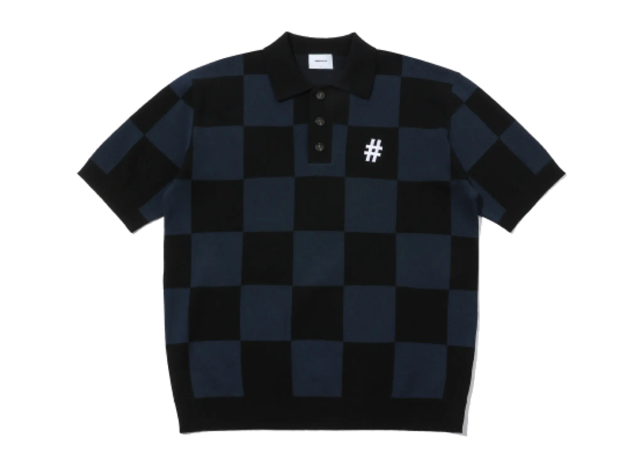 Beentrill Short Sleeve Classic Checkerboard Comfort Fit Knit Dark Navy
