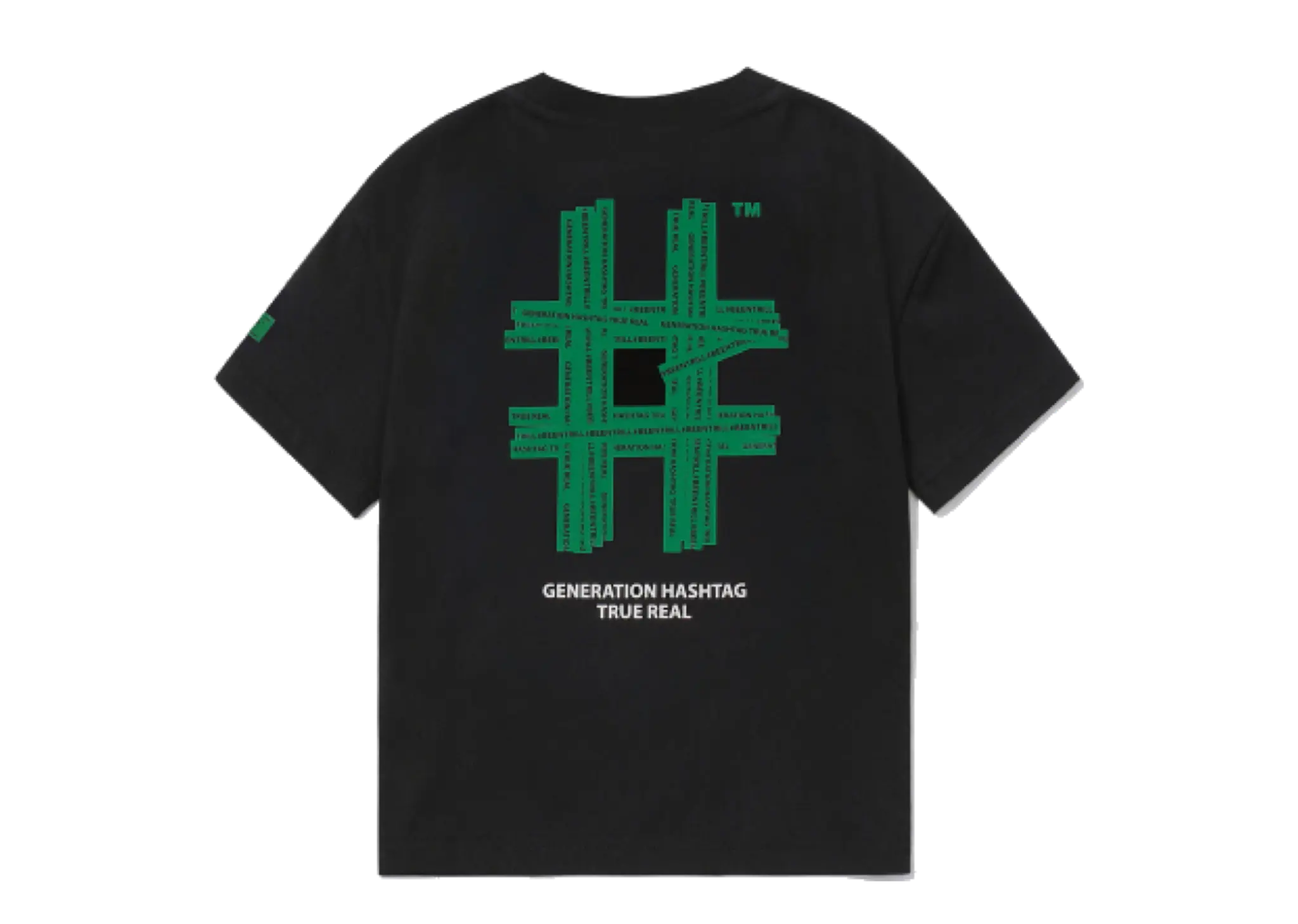Beentrill Green Taping Hashtag Overfit Short Sleeve T-Shirt Black