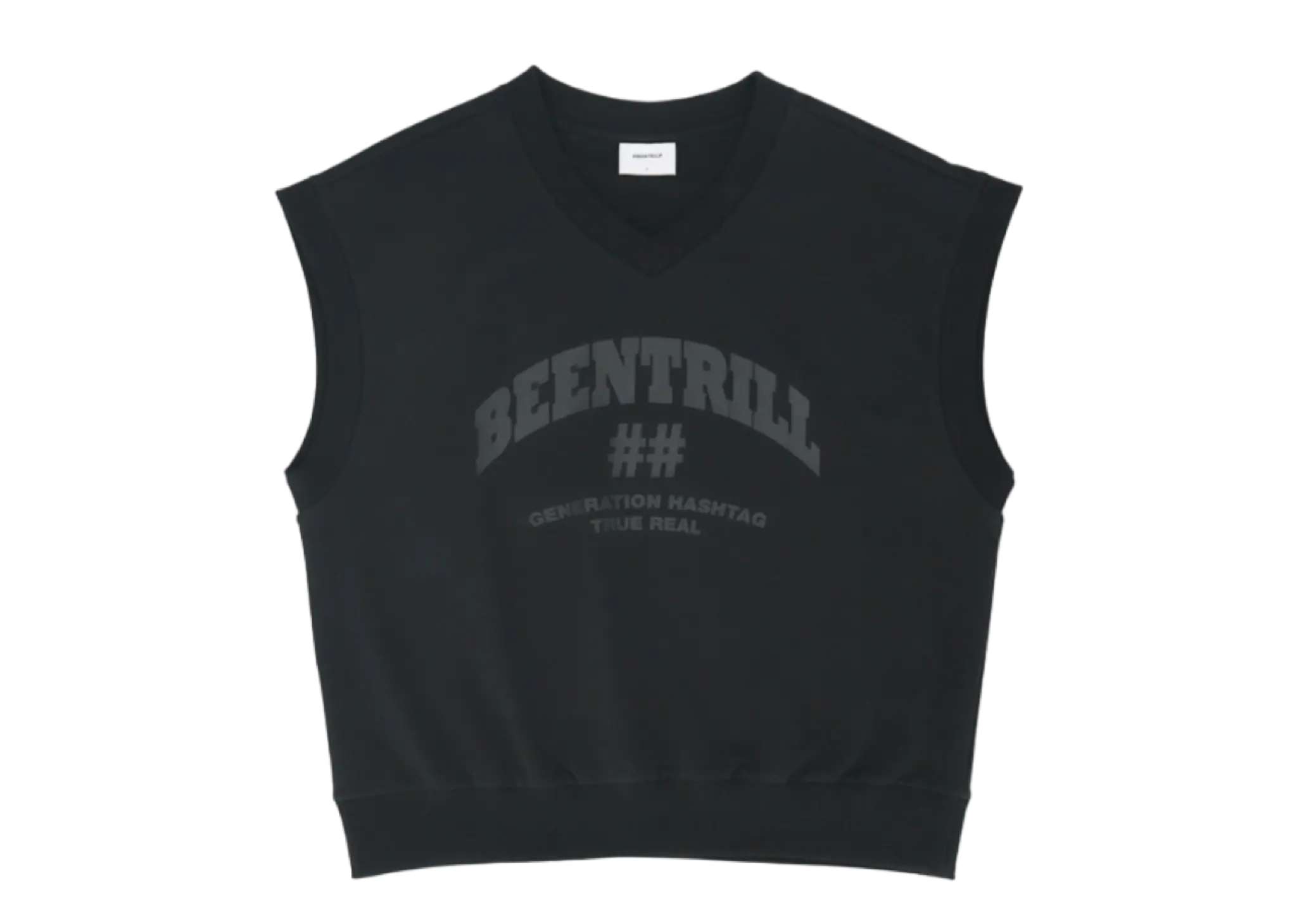 Beentrill V-Neck Overfit Cotton Vest Black