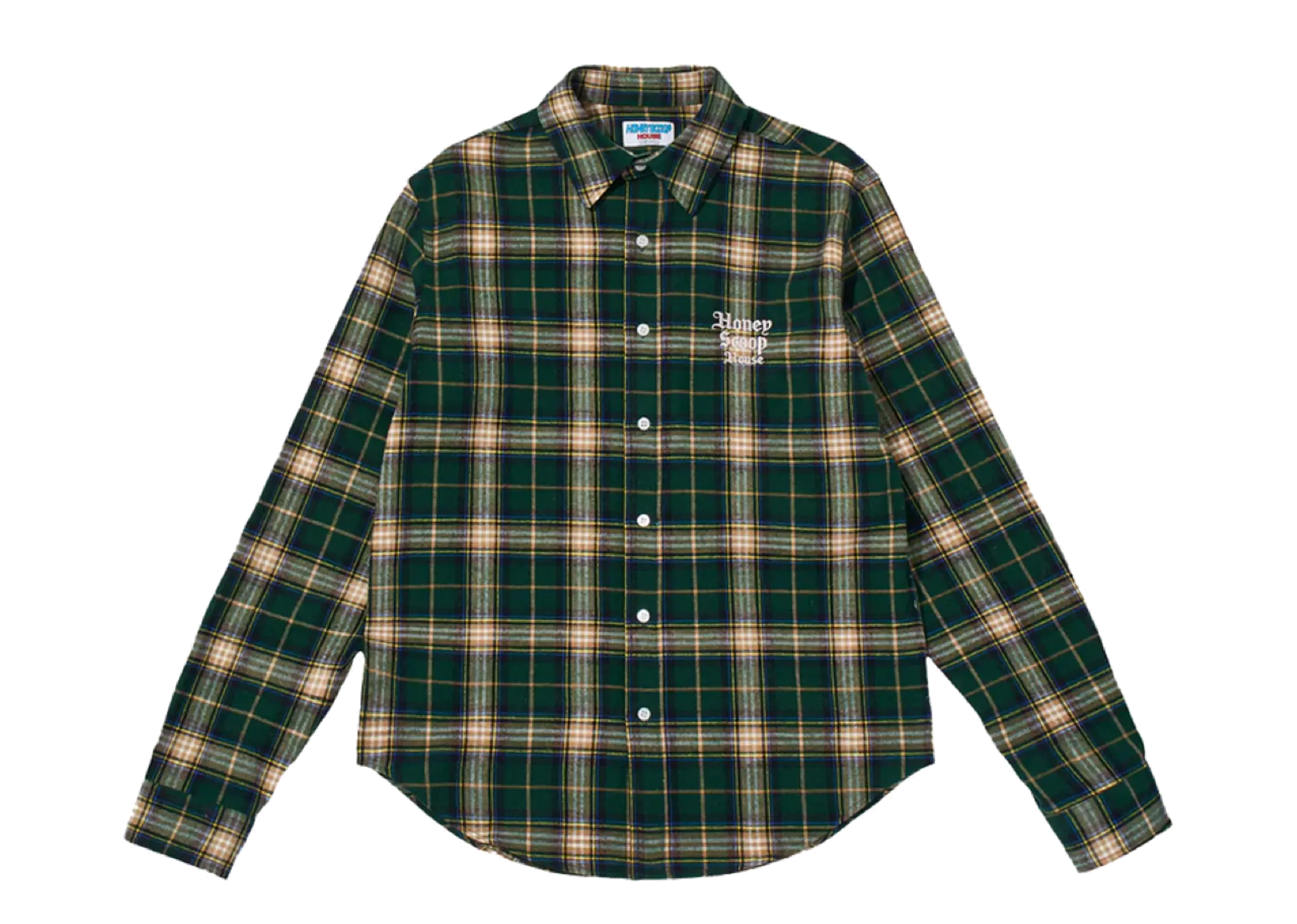 Honey Scoop House OE Logo Check LS Shirt Green