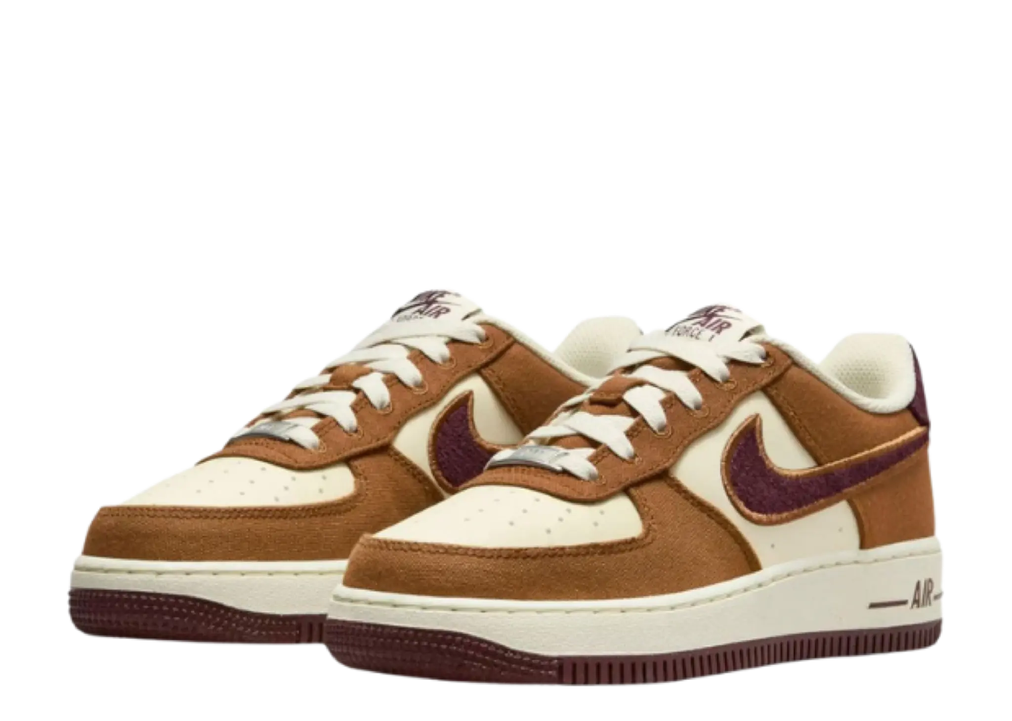 Nike Air Force 1 Low Light British Tan Burgundy Crush (Grade School) - photo 2