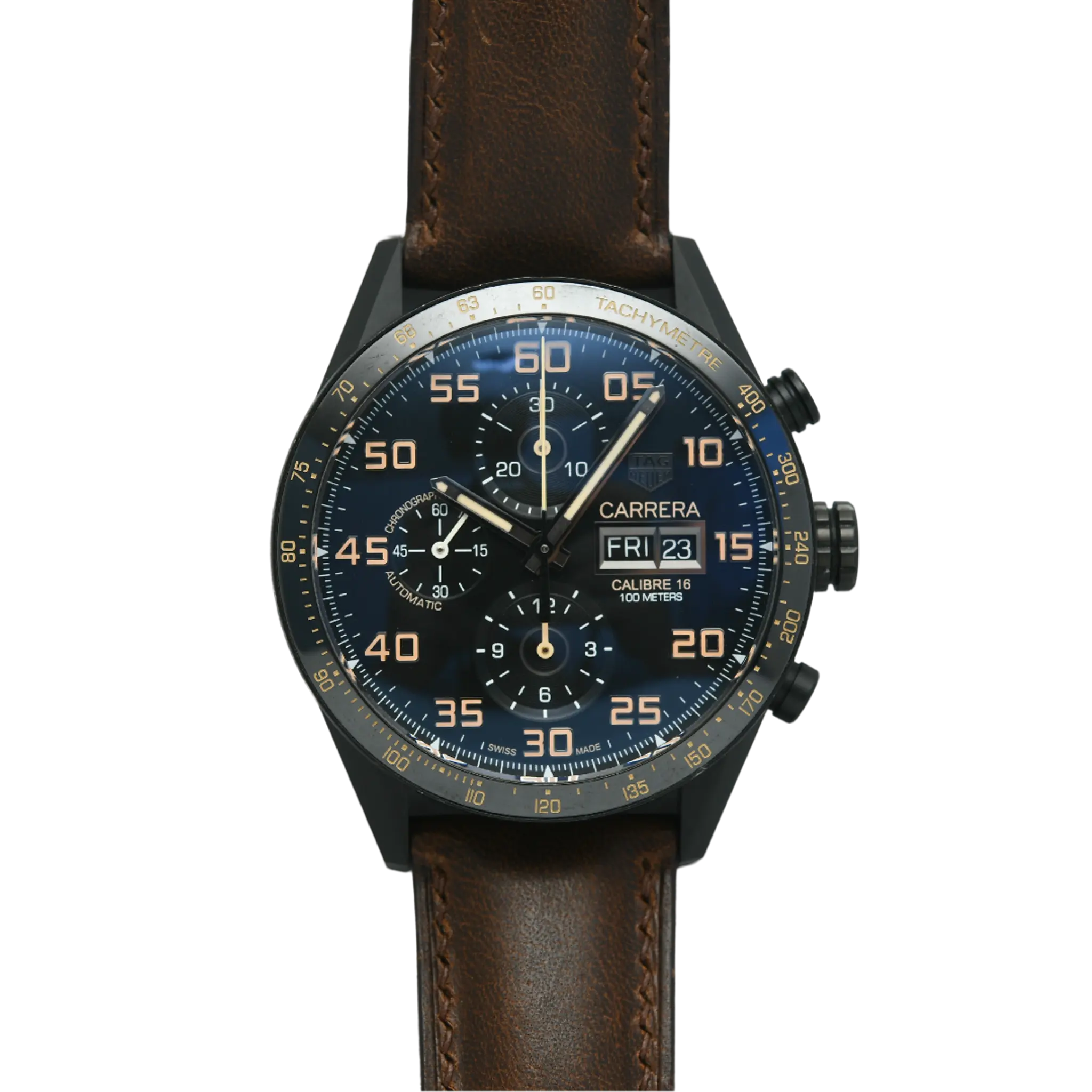 Tag Heuer Carrera Chronograph Daydate Black Titanium Ref: Cv2A84.Fc6394
