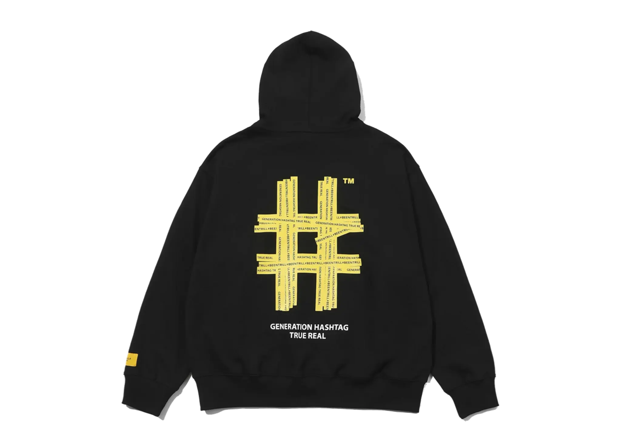 Beentrill Yellow Taping Hashtag Hoodie Black