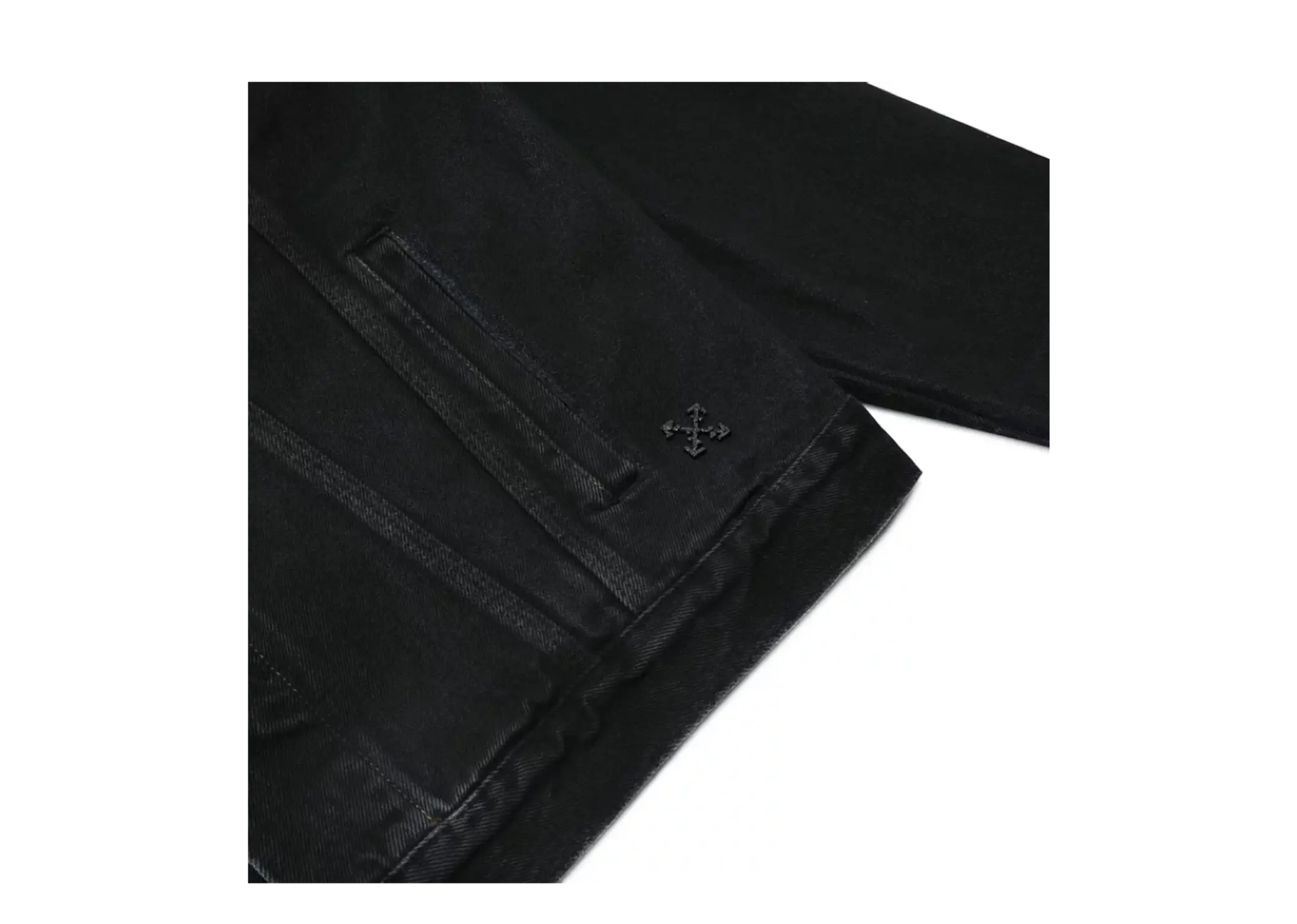 Off White Stencil Slim Denim Jacket Black Medium Blue - photo 3