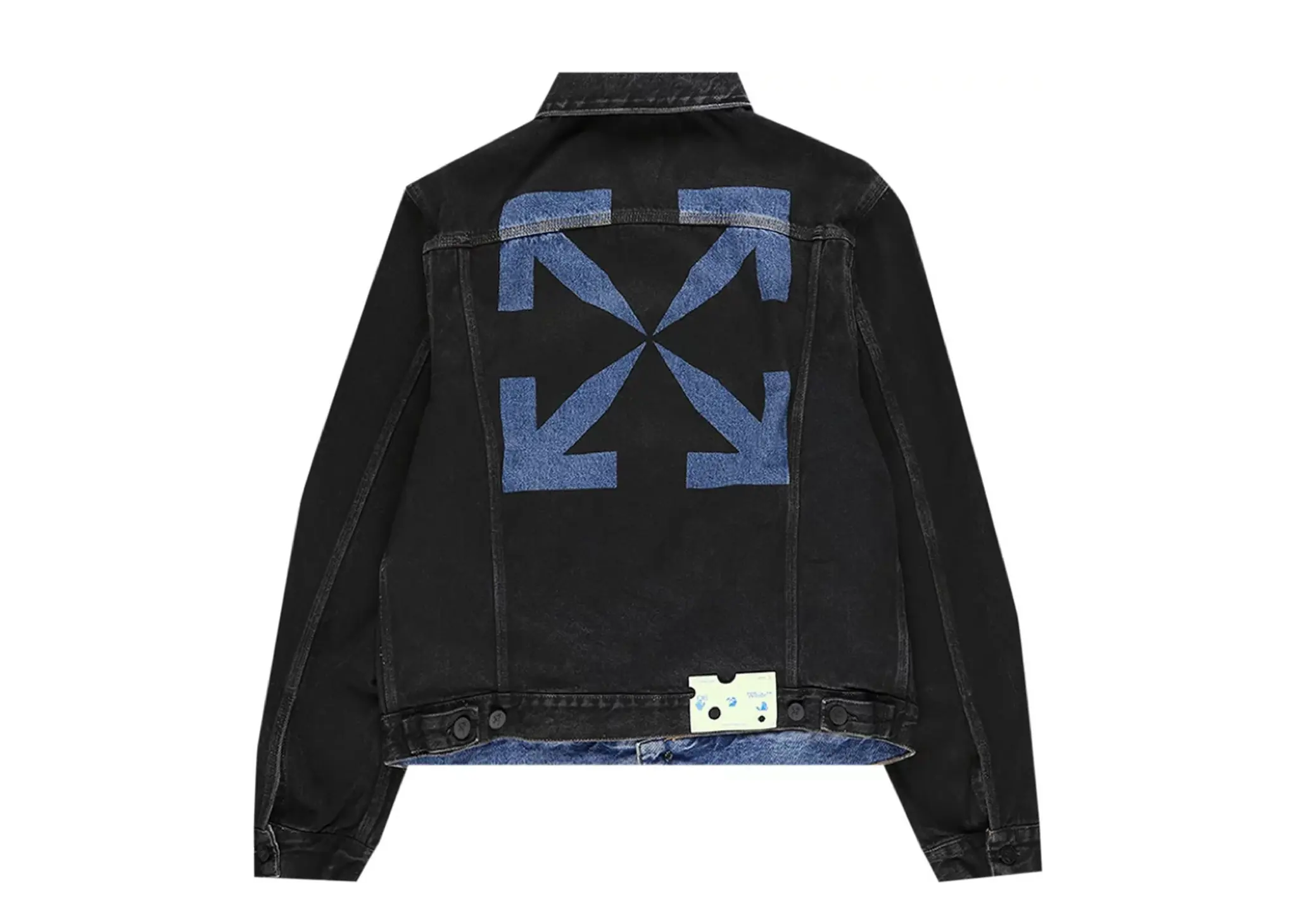 Off White Stencil Slim Denim Jacket Black Medium Blue - photo 2