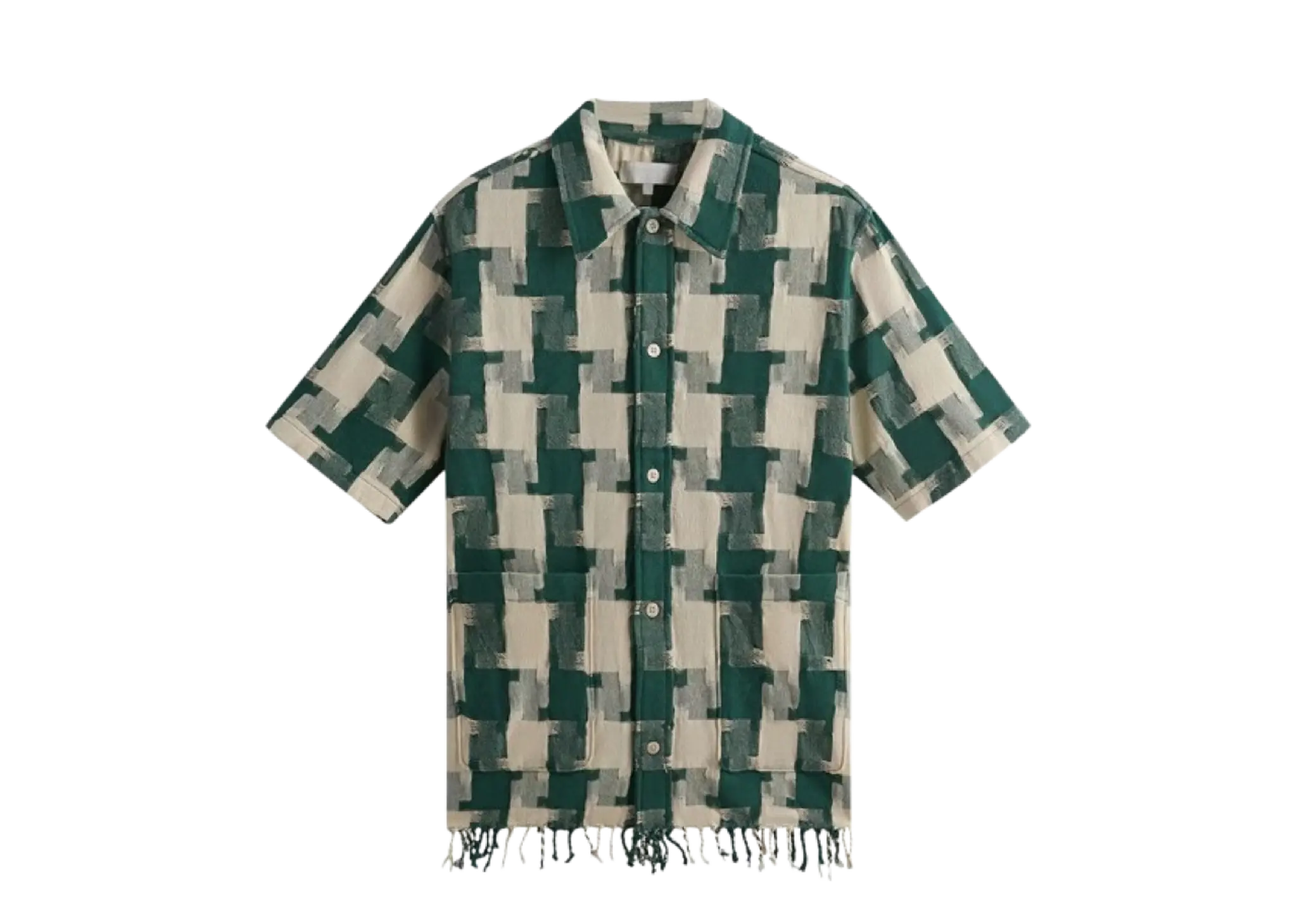 Kith Jumbo Houndstooth Boxy Collared Overshirt Conifer