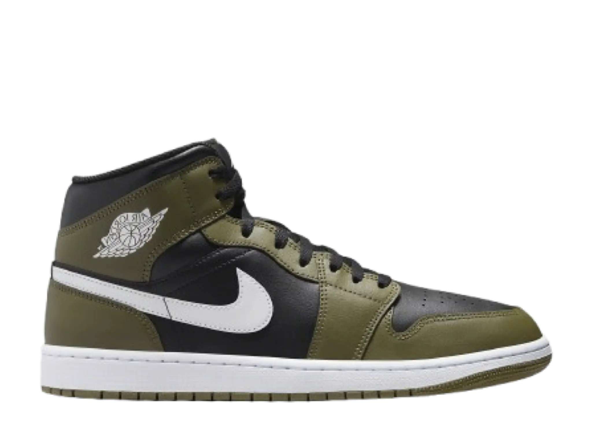 Air Jordan 1 Mid Black White Olive