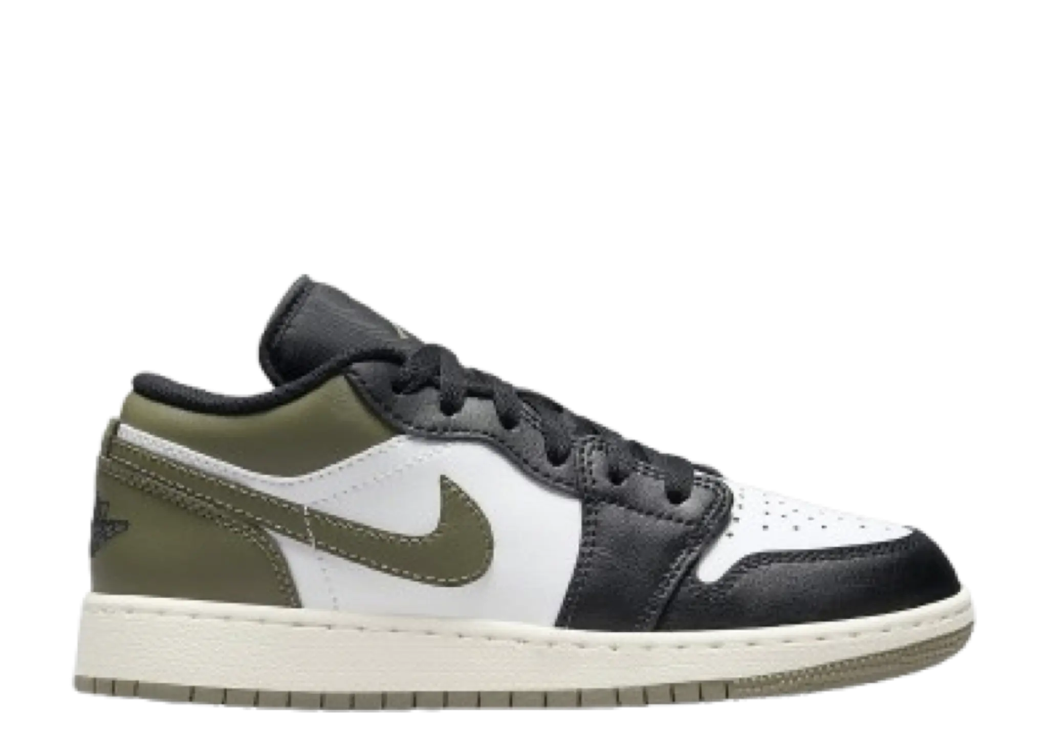 Air Jordan 1 Low Black Toe Medium Olive (Grade School)