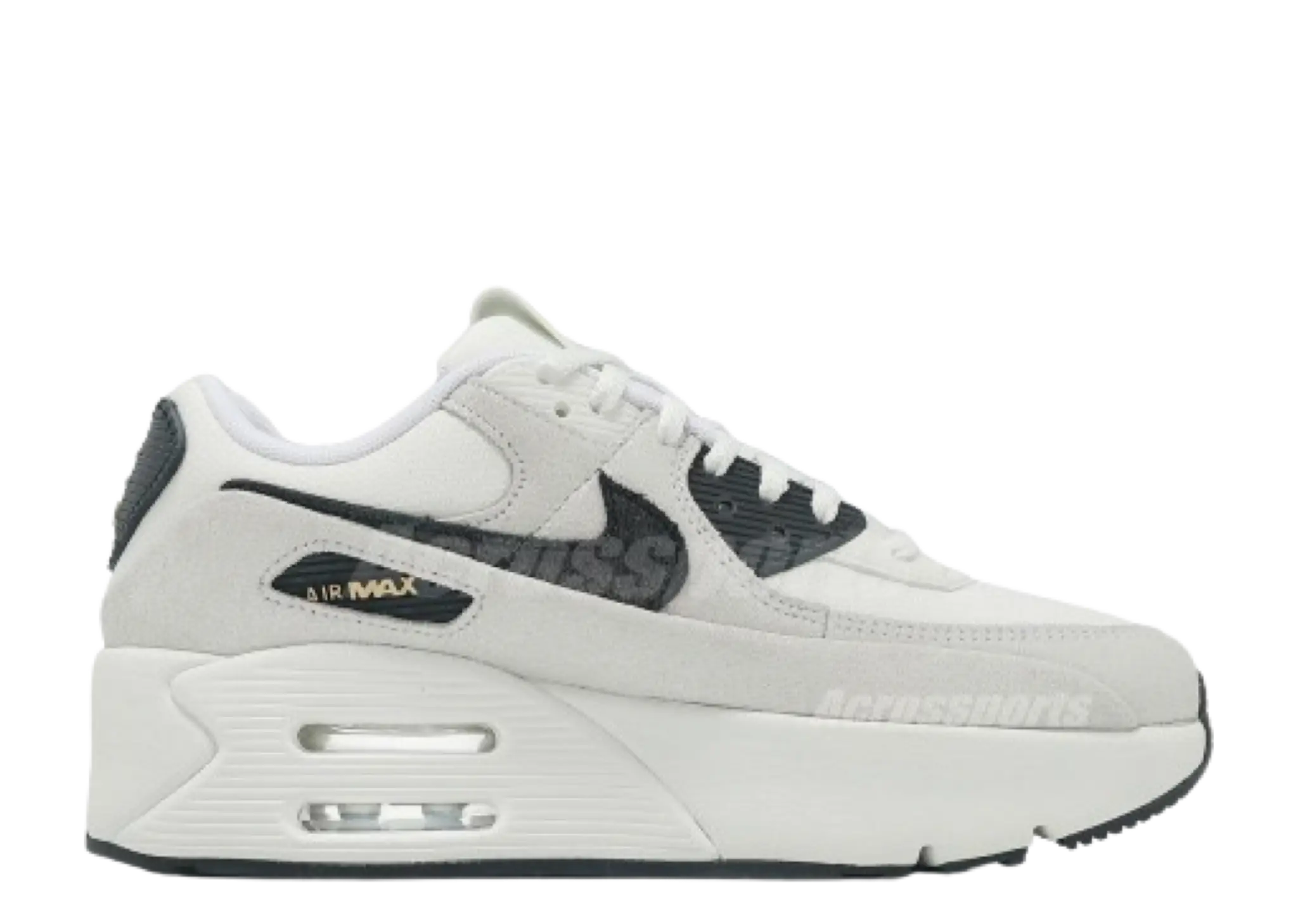 Nike Air Max 90 LV8 White Metallic Gold Black (Women's)