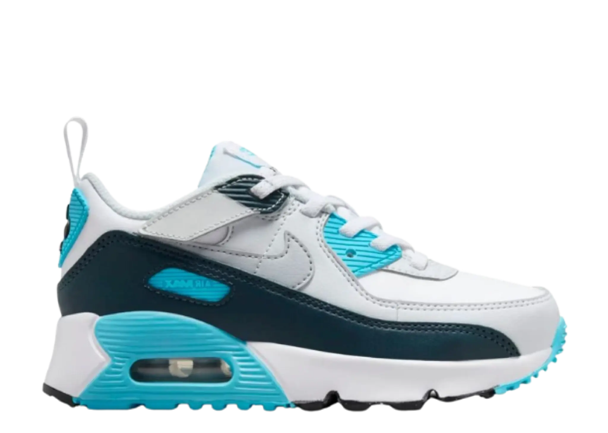 Nike Air Max 90 Easy On White Baltic Blue Armory Navy Wolf Grey (Pre-School)