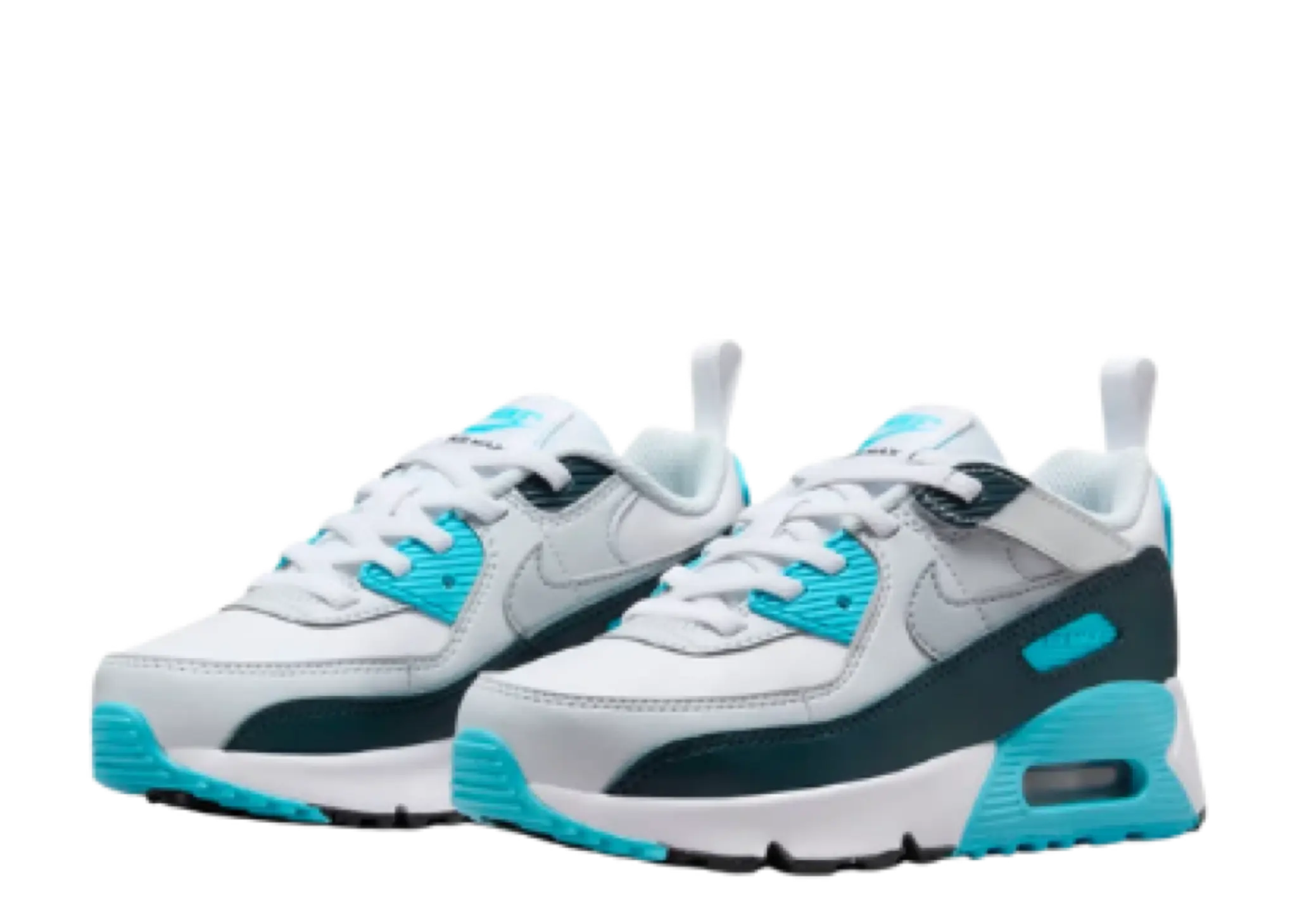 Nike Air Max 90 Easy On White Baltic Blue Armory Navy Wolf Grey (Pre-School) - photo 2