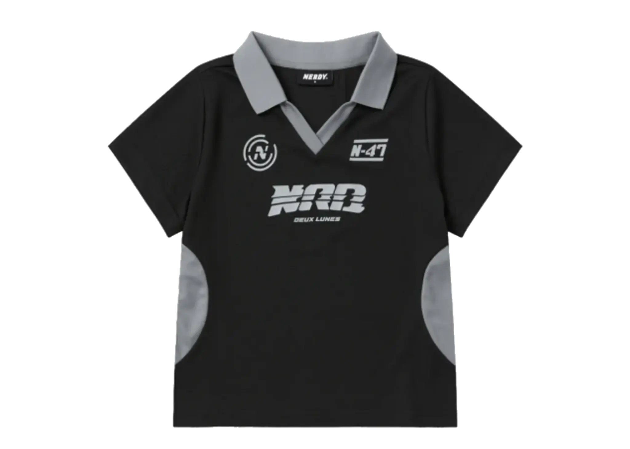 Nerdy Sporty Jersey Cropped Short Sleeve T-Shirt Black Women's