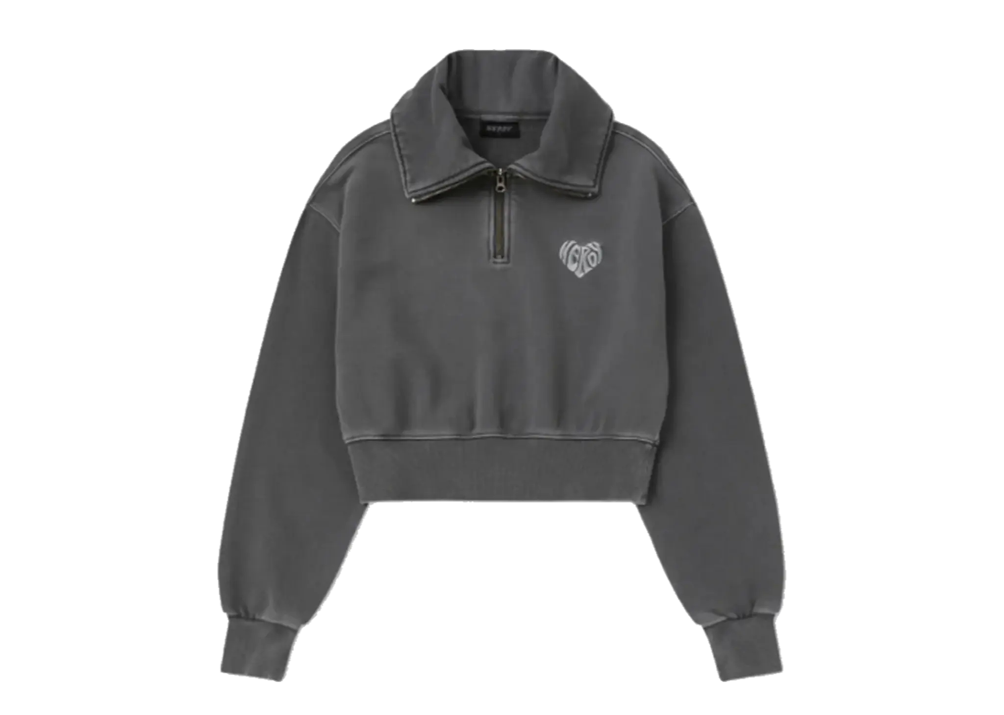 Nerdy Souffle Pigment Cropped Sweatshirt Charcoal Women's