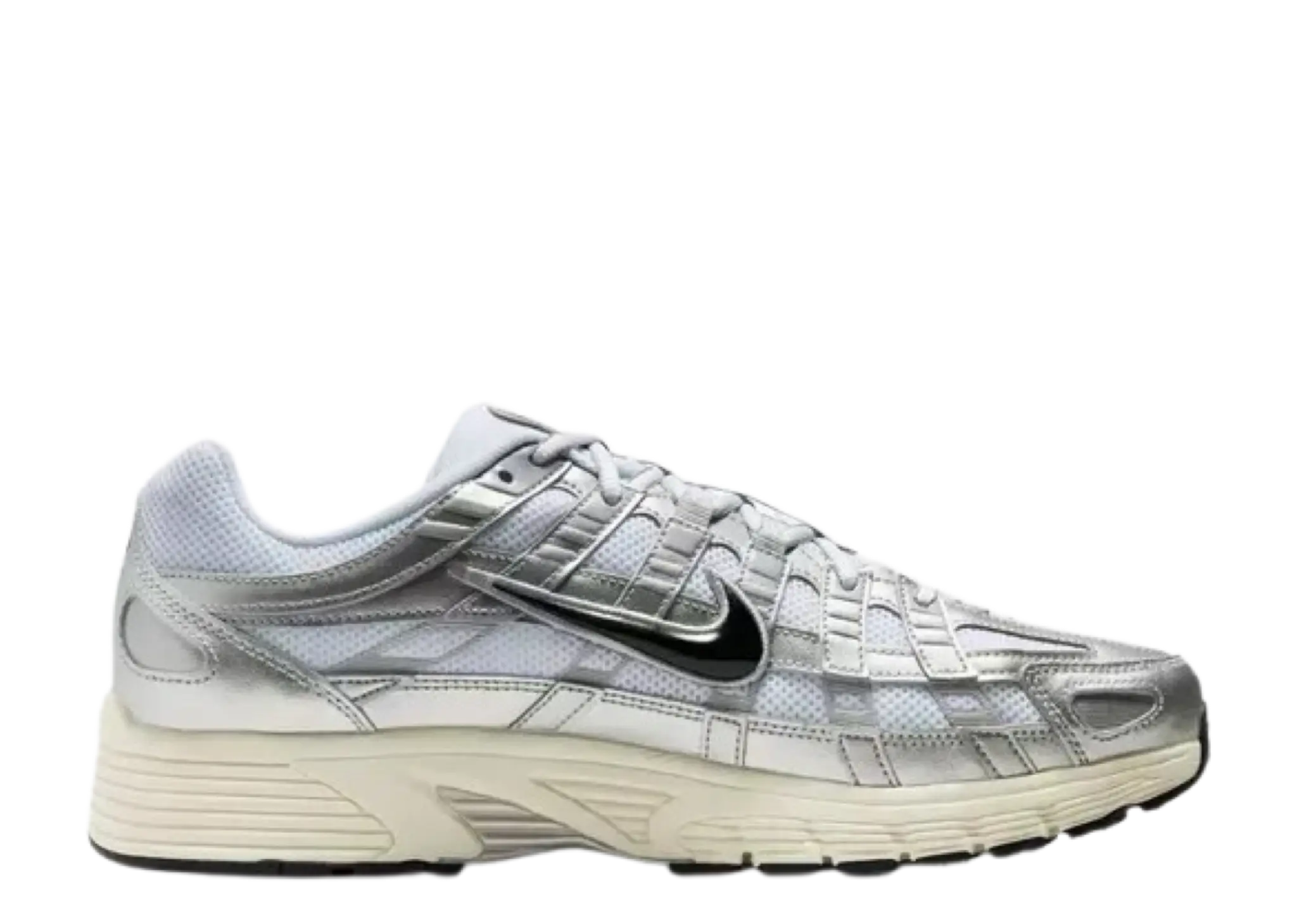 Nike P-6000 White Metallic Silver Flat Silver Black