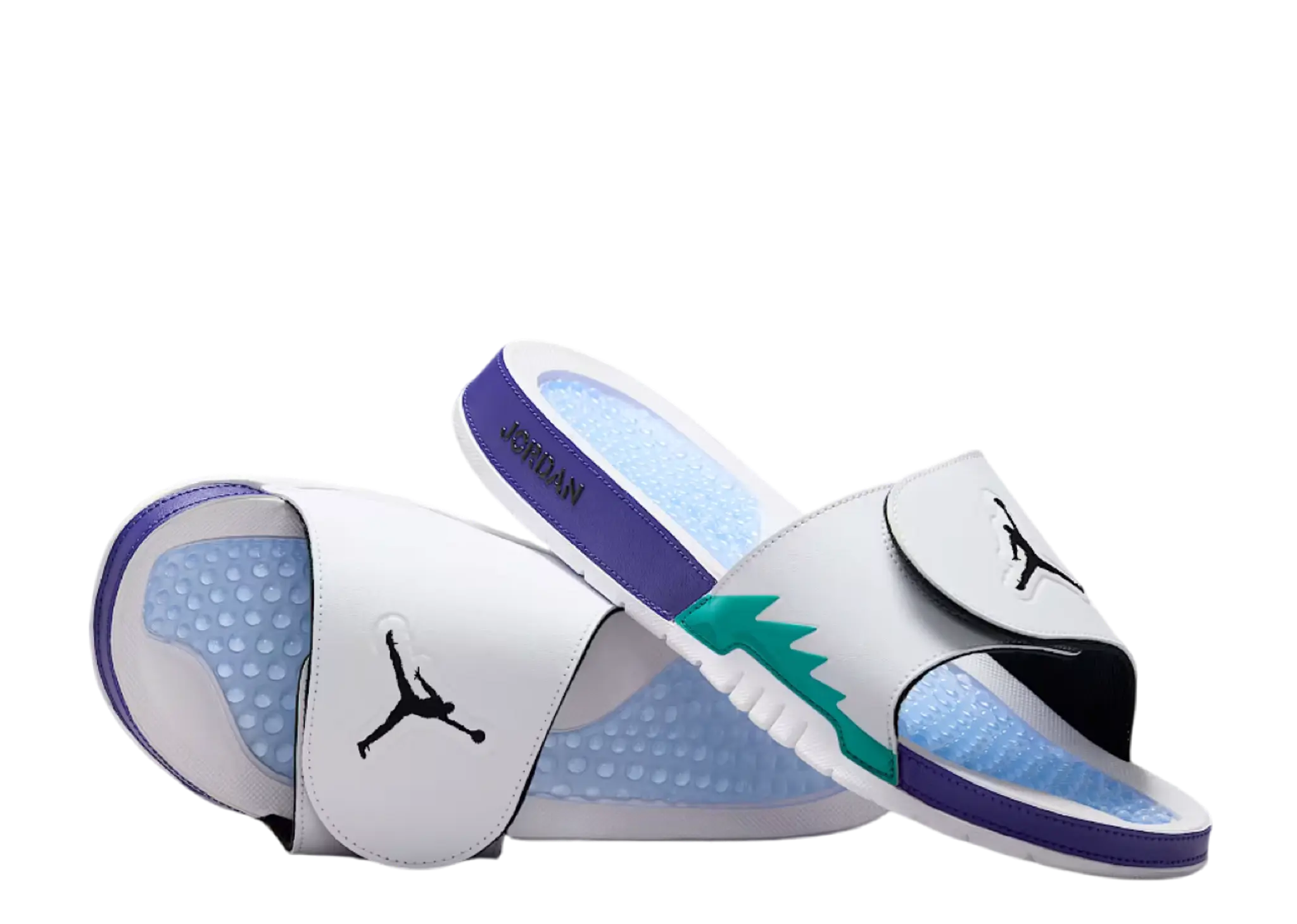 Air Jordan Hydro 5 Retro Slide White New Emerald Grape Ice Black - photo 2