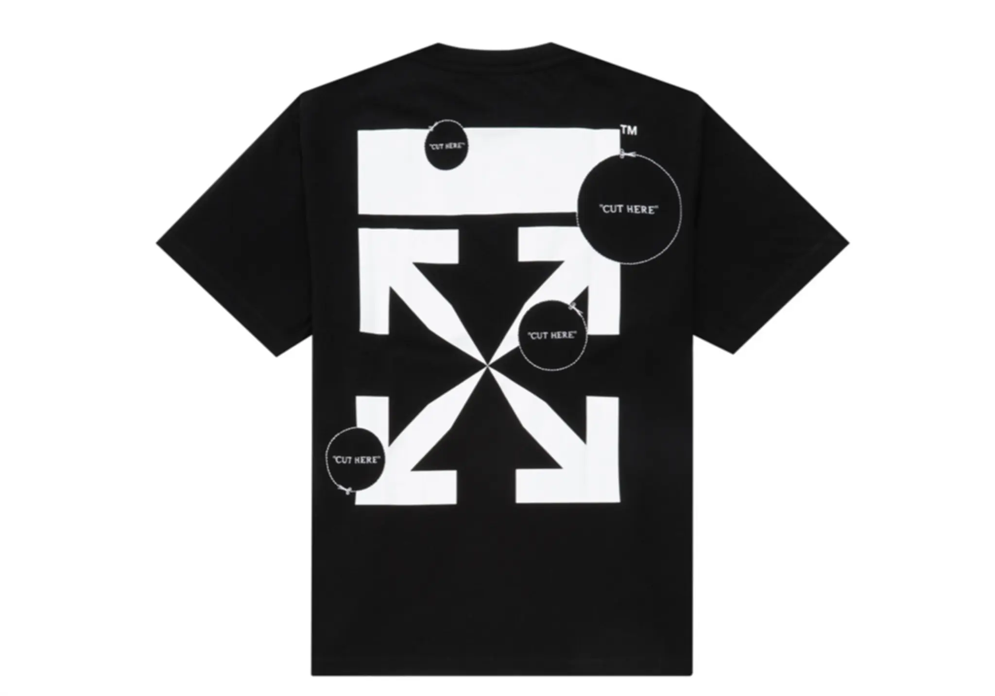 Off-White Cut Here Print Black T-Shirt - photo 2