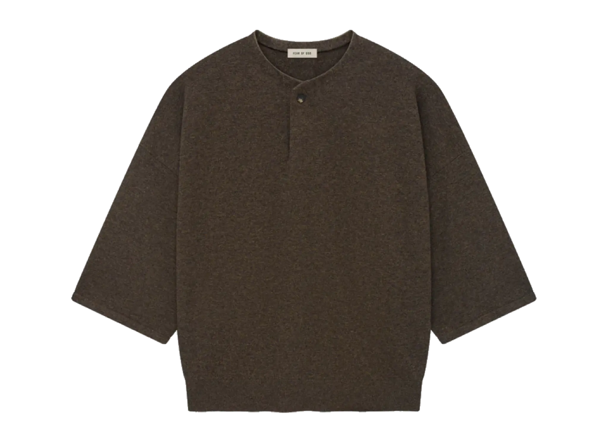 Fear Of God Fine Knit Henley Tee Melange Mocha