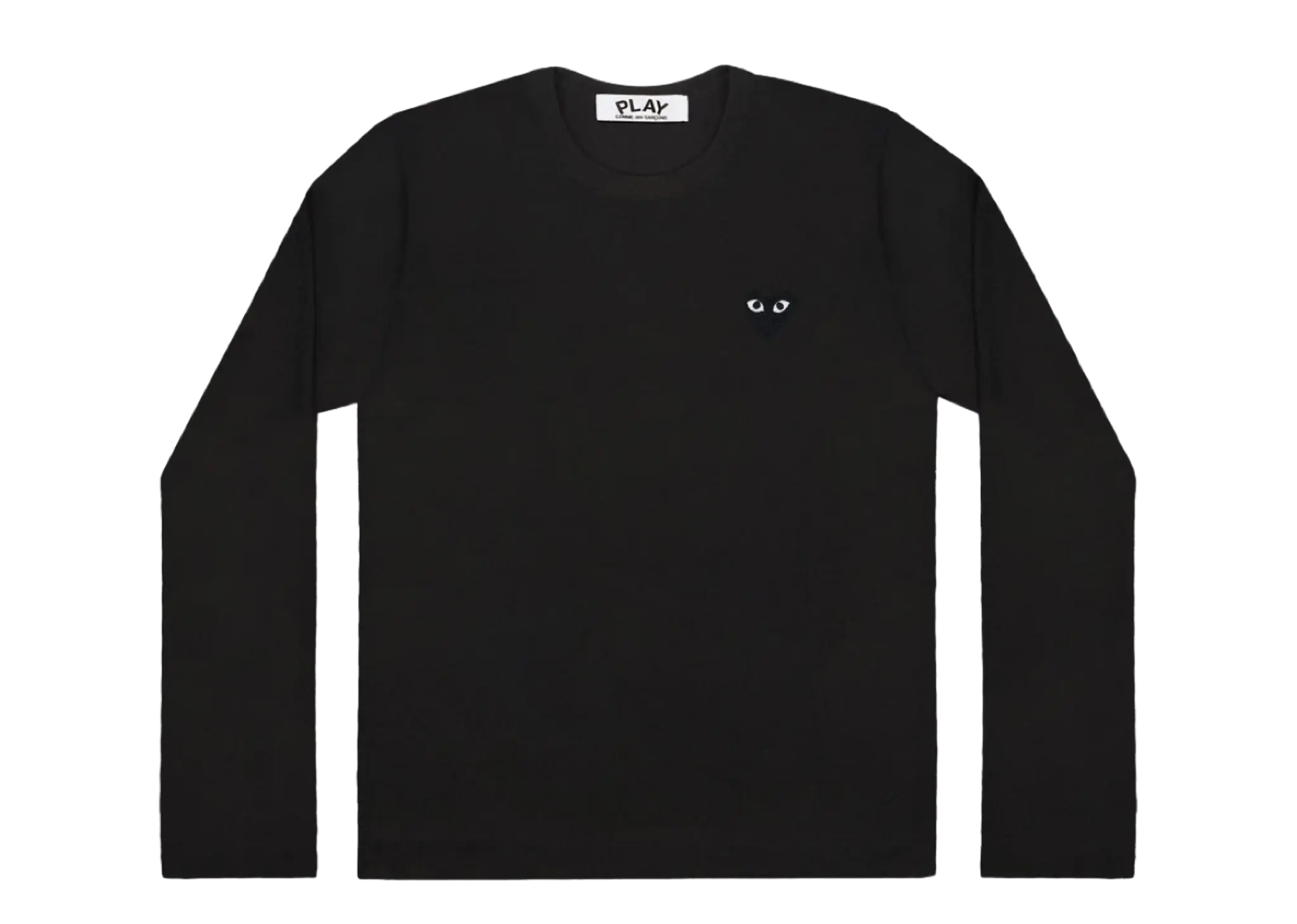 Comme  Des Garcons Play Black Emblem Black T-Shirt Long Sleeve (Unisex)