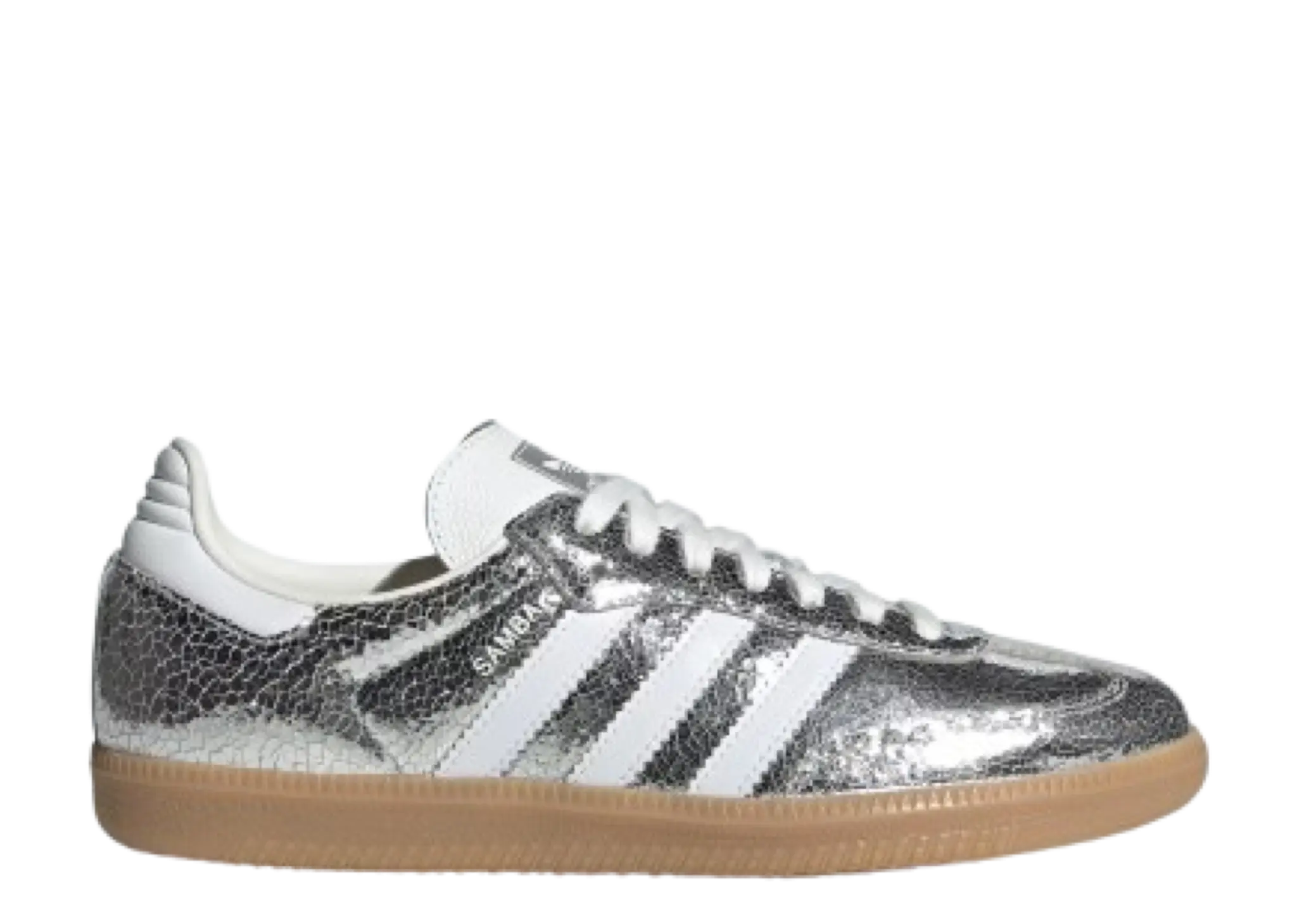 Adidas Samba OG Silver Metallic Cracked Leather (Women's)
